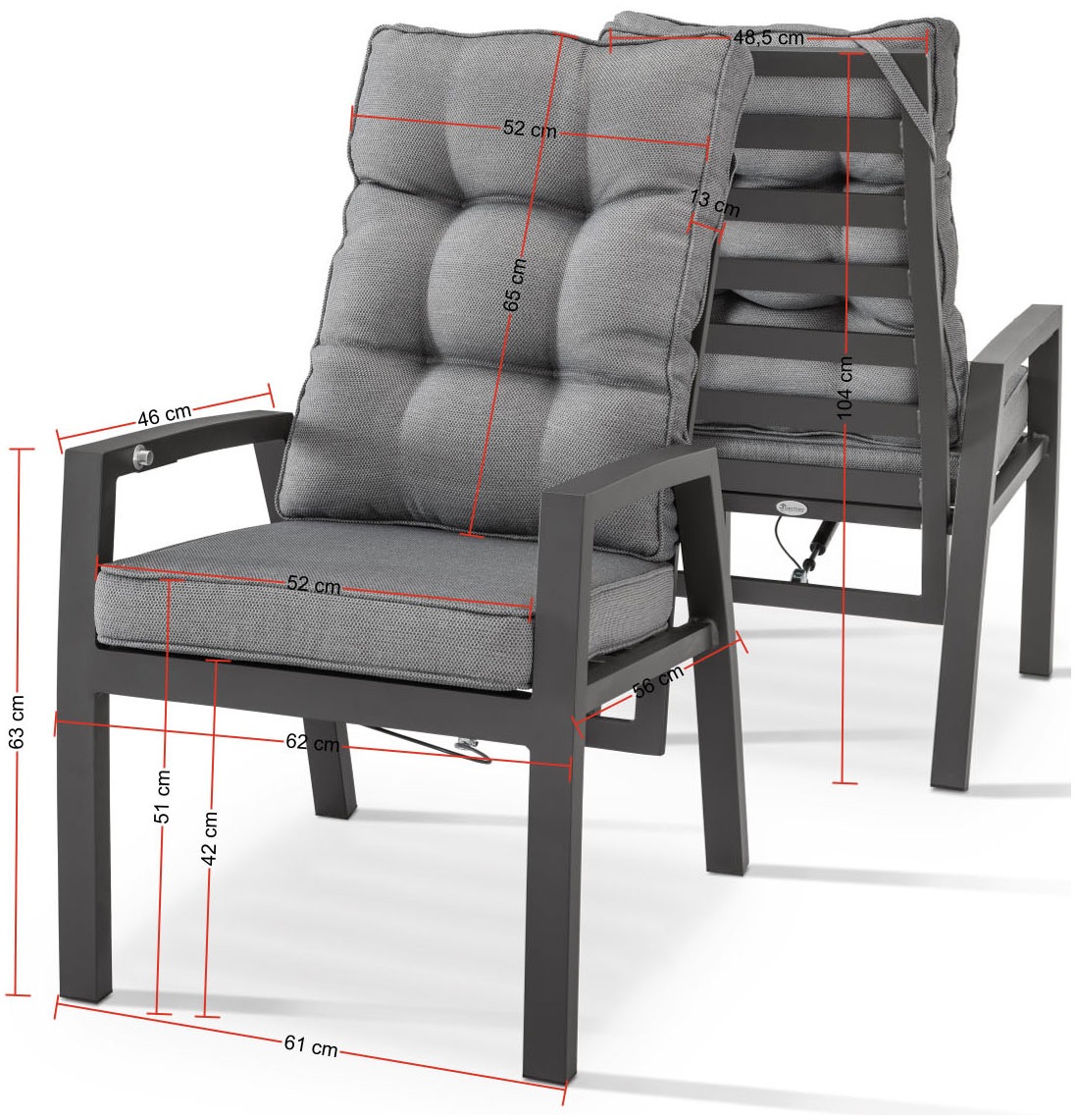 Destiny Garten-Essgruppe Set, 5 tlg. 1 Esstisch, 4 Hochlehner inkl Auflagen