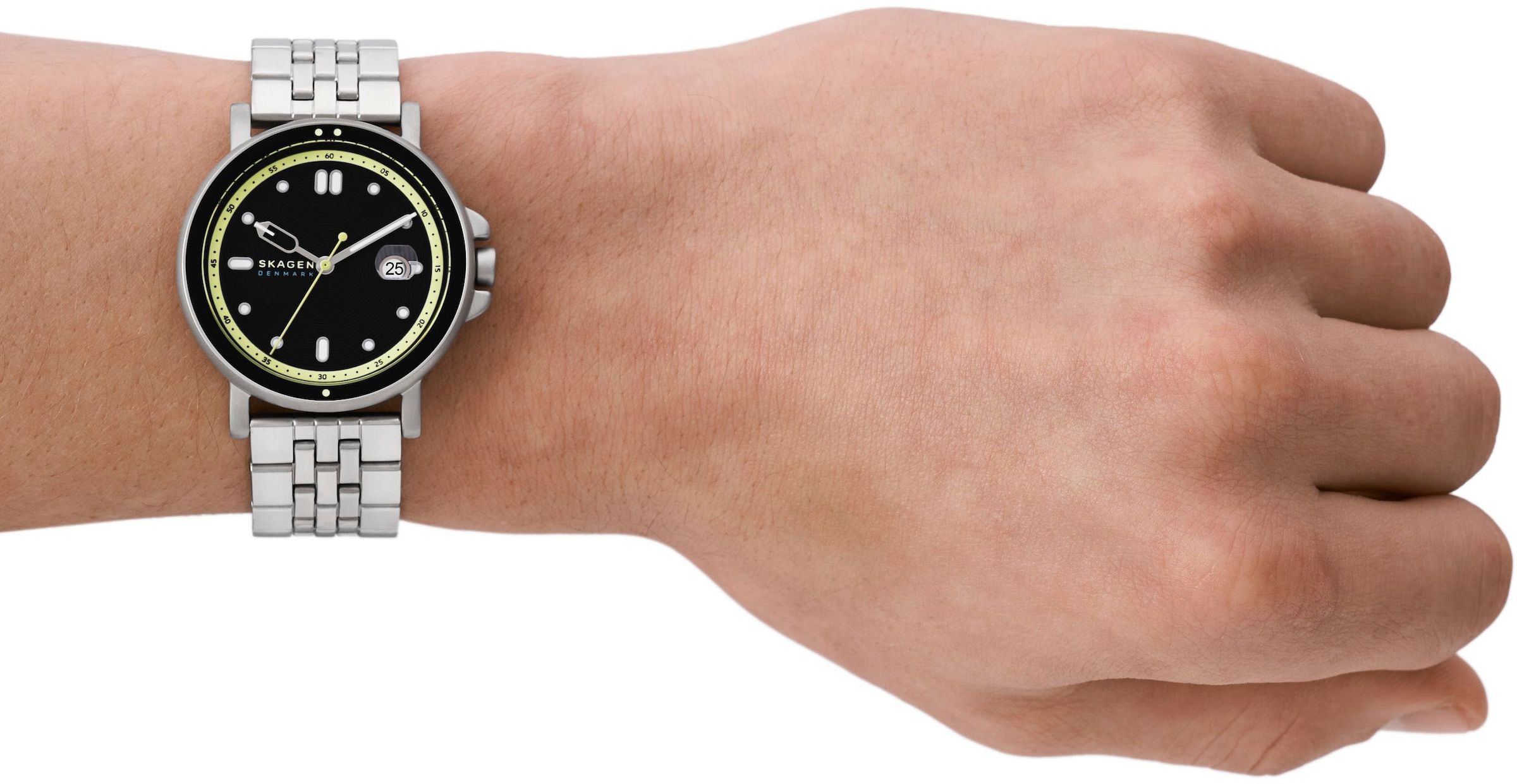 Skagen Quarzuhr »SIGNATUR SPORT«, Armbanduhr, Herrenuhr, Datum, analog, Edelstahlarmband