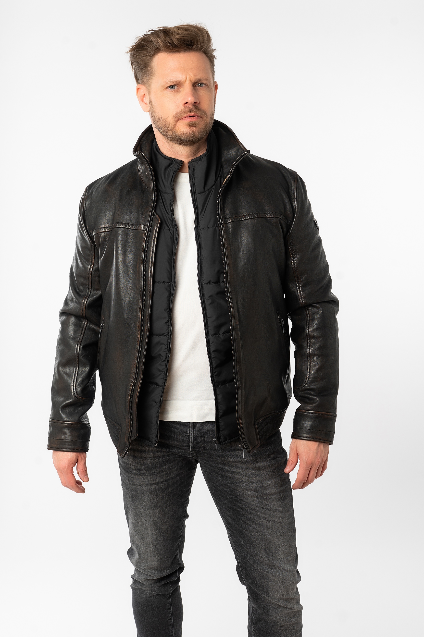 Mauritius Lederjacke "MMBromu", mit wärmender Weste günstig online kaufen