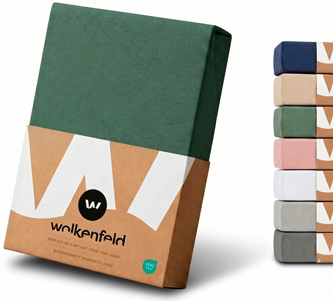 Wolkenfeld Spannbettlaken "100% Baumwolle - Superweiches Bettlaken für Matratzen von 5 bis 20cm" Rutschfest & Blickdicht - 90x200, 140x200, 160x200, 180x200 200x200