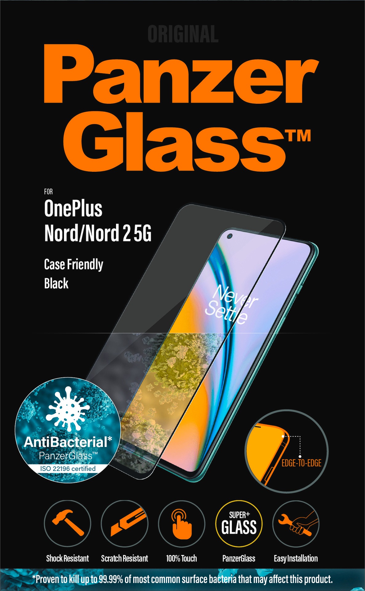 PanzerGlass Displayschutzglas »Case Friendly Screen Protection«, für OnePlus Nord, Displayschutzfolie, Schutzfolie, Bildschirmschutz, kratz- & stoßfest