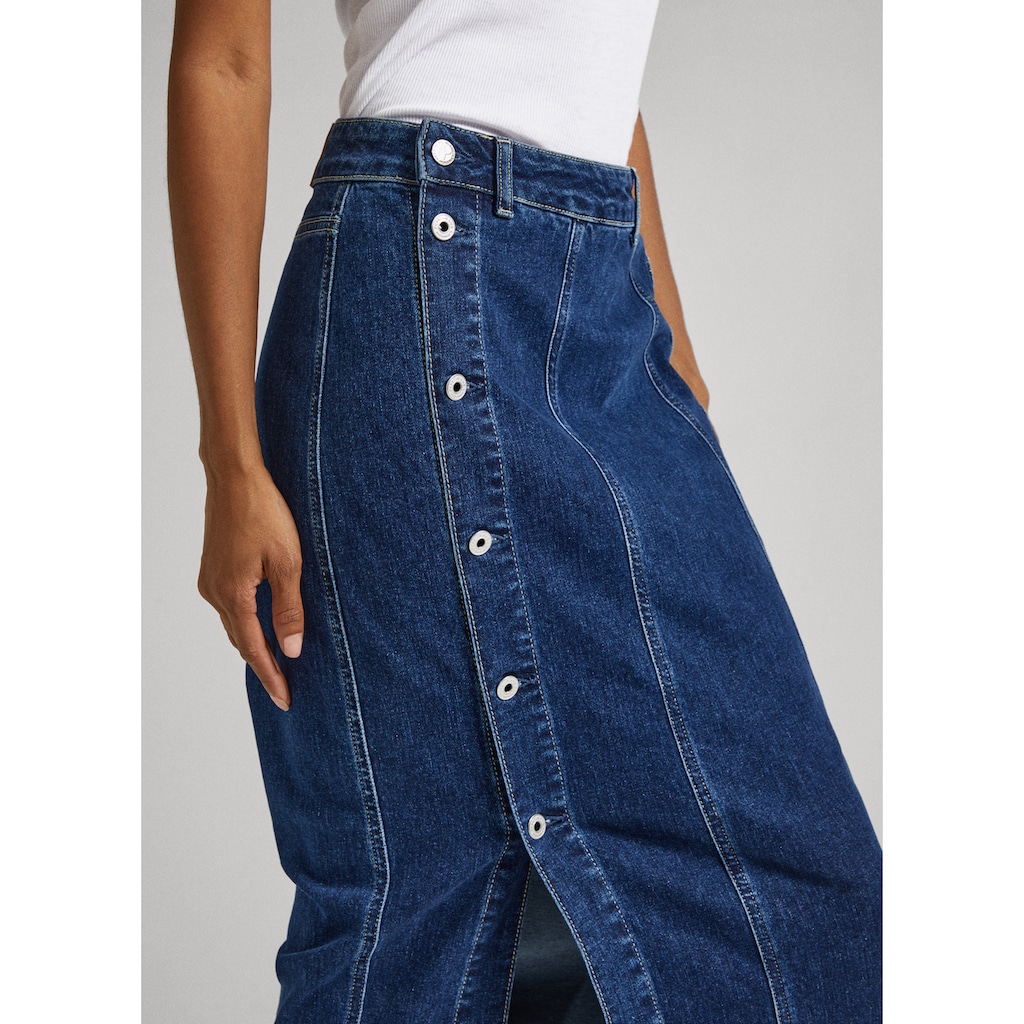 Pepe Jeans Jeansrock »MIDI SKIRT«, mit Knopfleiste und Schlitz