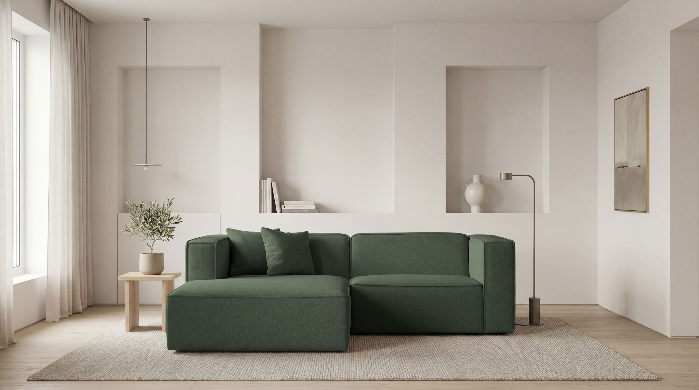 OTTO home Ecksofa "Tammie" Breite 222 cm, Webstoff fein, bodentief, mit Wellenunterfederung