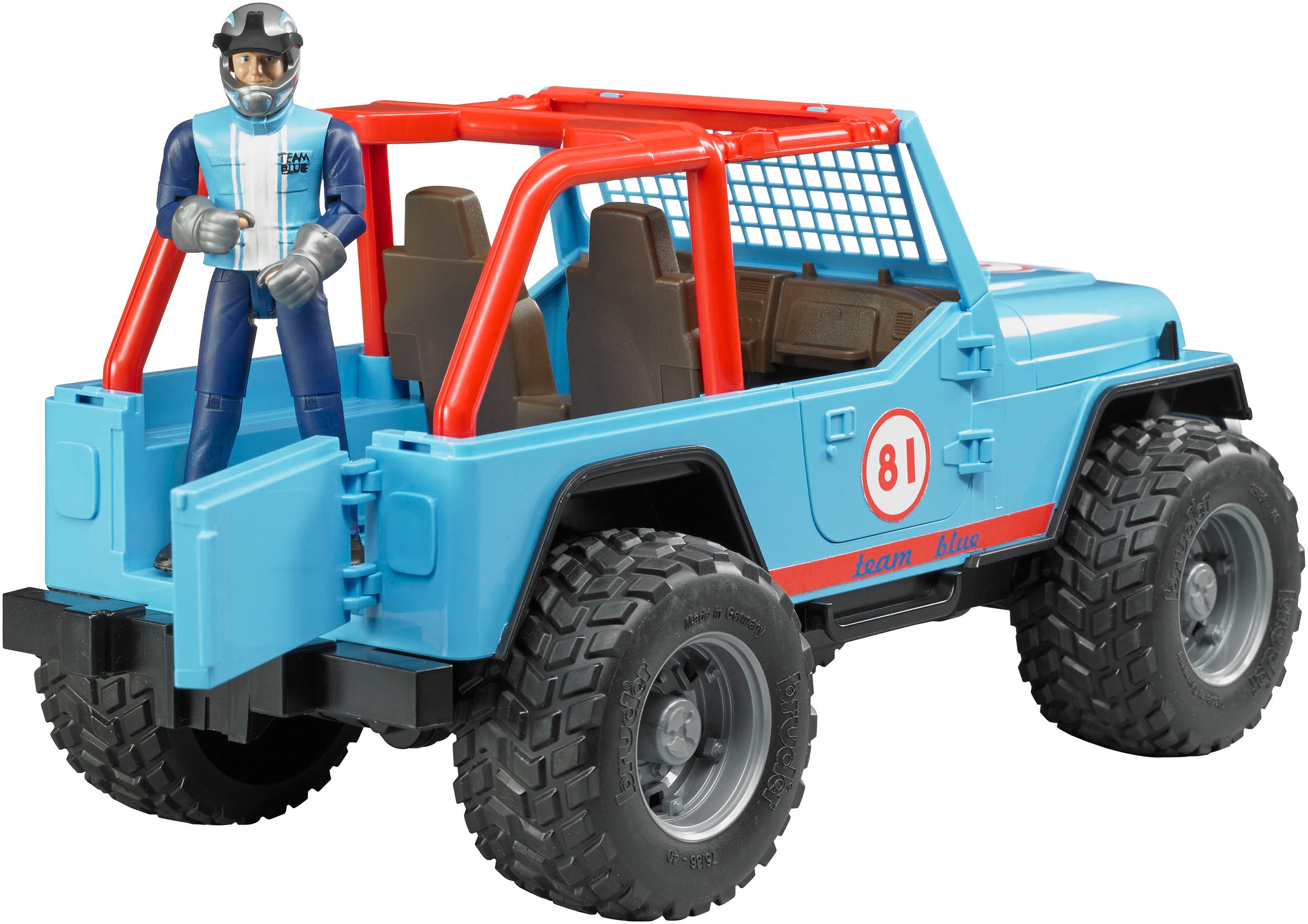 Bruder® Spielzeug-Auto »Jeep Cross Country Racer blau 30 cm mit Rennfahrer (02541)«, Made in Europe