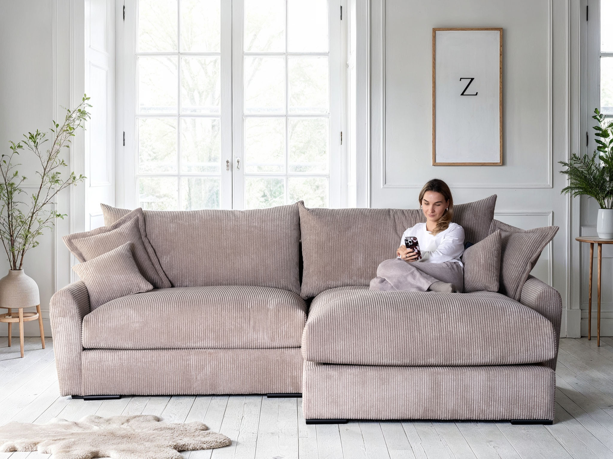 Home affaire Ecksofa "Finca XL L-Form, B: 190 cm" 4 Zierkissen, Mega-Sofa, in Cord oder Chenille-Struktur, Federkern