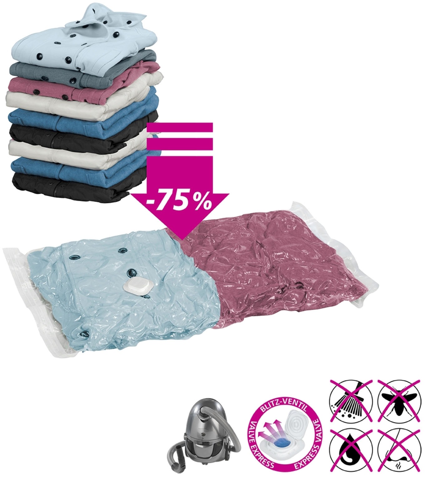 WENKO Vakuumierbeutel "Reise-Set" Vakuumbeutel für Kleidung zur platzsparen günstig online kaufen