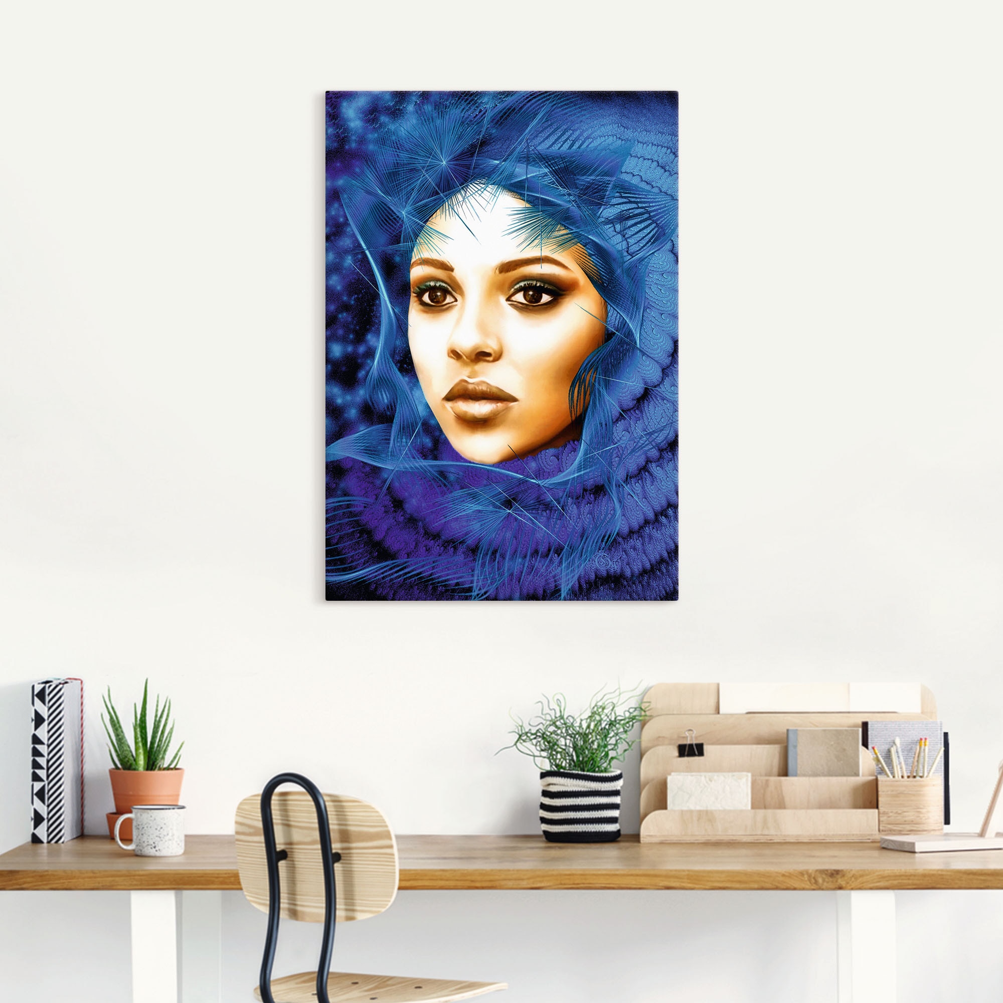Artland Leinwandbild »Die blaue Kapuze«, Bilder von Frauen, (1 St.), auf Keilrahmen gespannt