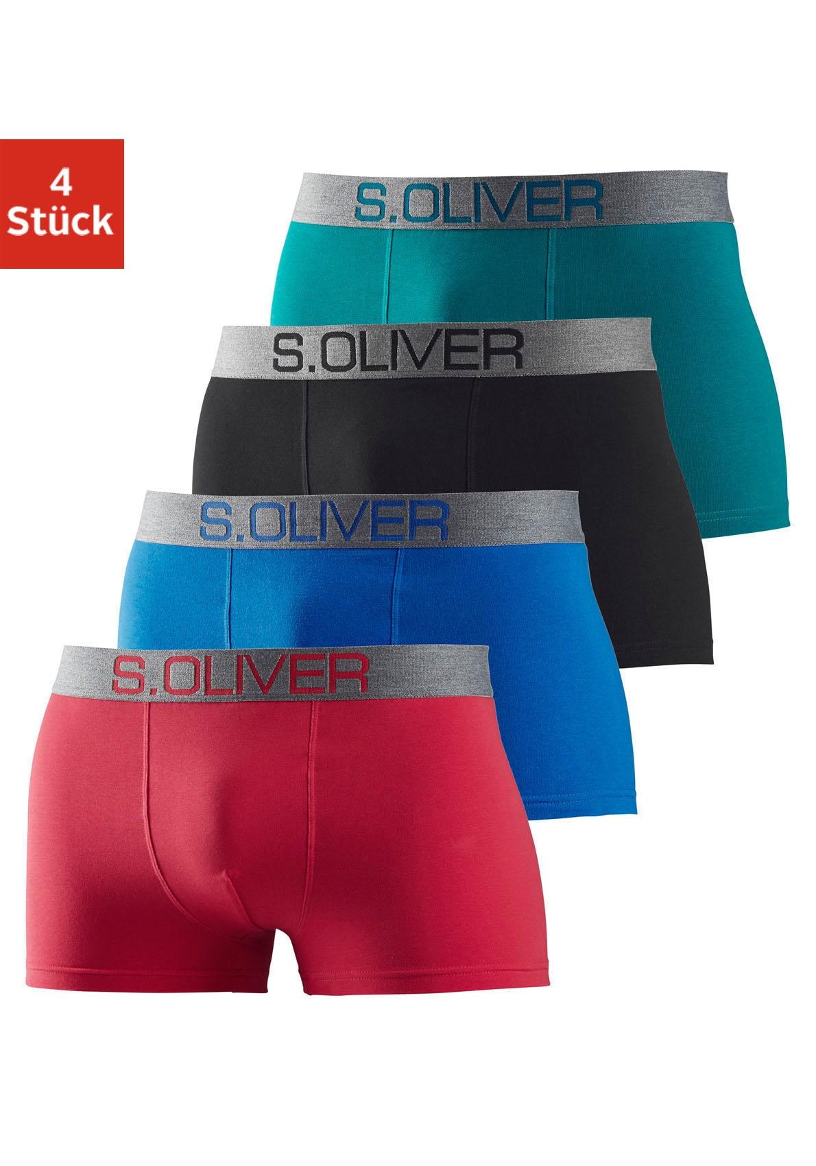 s.Oliver Boxer "Boxershorts für Herren" Packung, 4 Stk. mit kontrastfarbenem Webbund