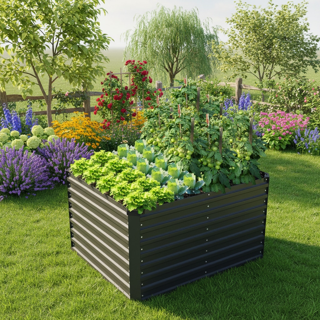 KONIFERA Hochbeet ""Emmy", bodenloses Gartenbeet aus verzinktem Stahl" mit Verstrebungen für mehr Stabilität, in zwei Farben
