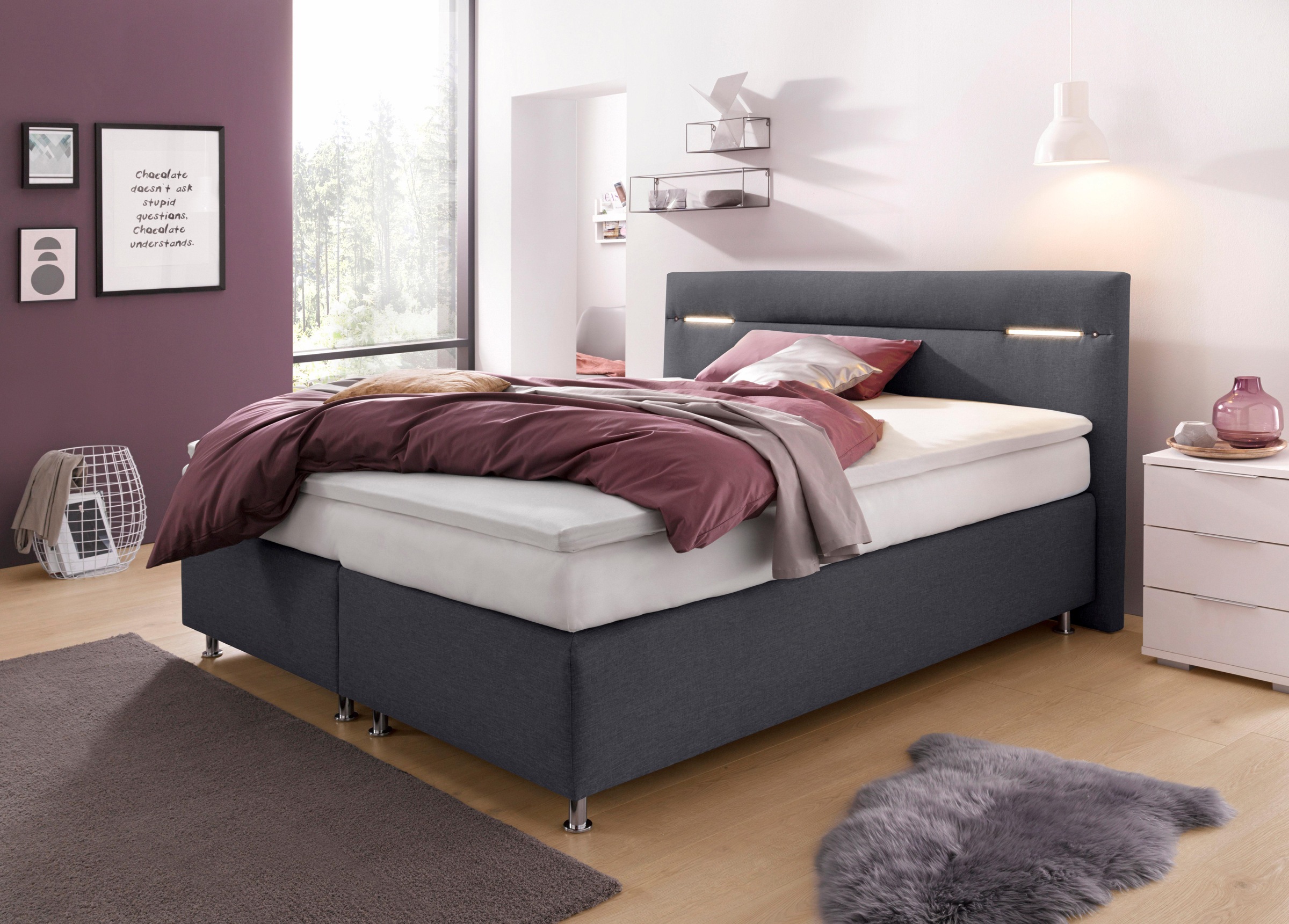 Westfalia Schlafkomfort Boxspringbett, wahlweise mit LED-Beleuchtung