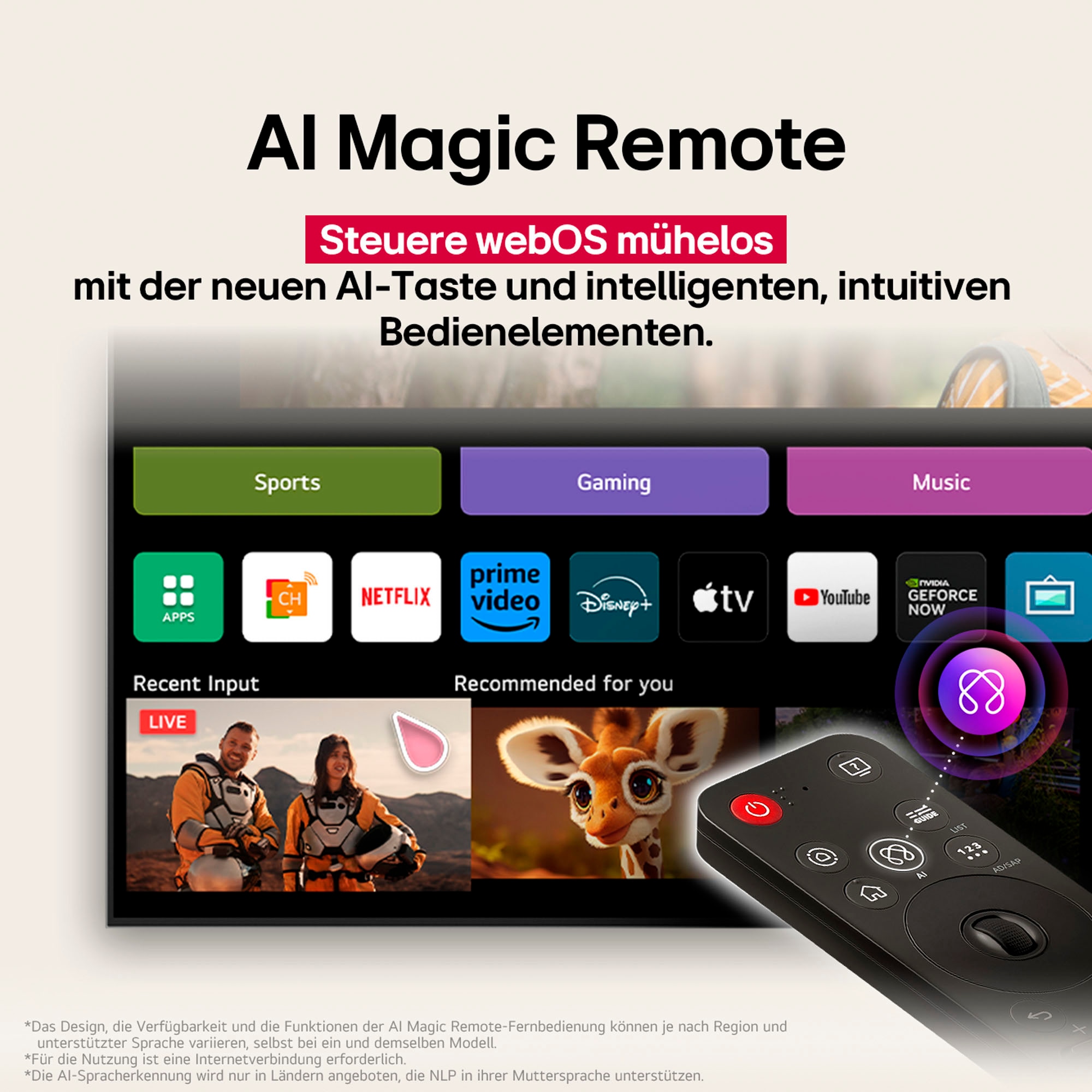 LG QNED-Fernseher »65QNED85A6C«, 4K Ultra HD, Smart-TV