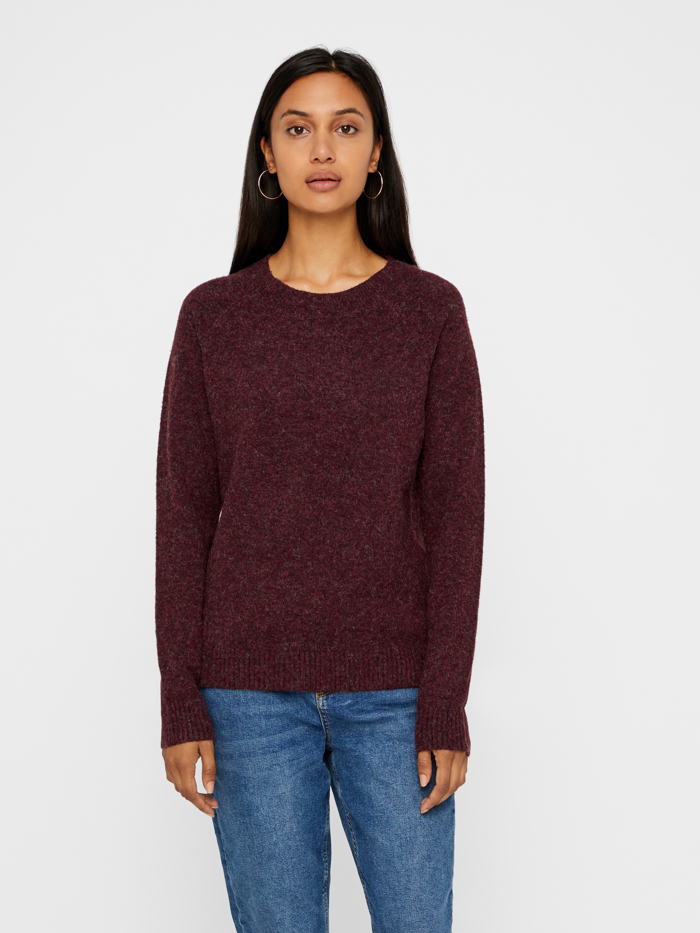 Vero Moda Rundhalspullover "VMDOFFY LS O-NECK BLOUSE GA NOOS" Materialmix, günstig online kaufen