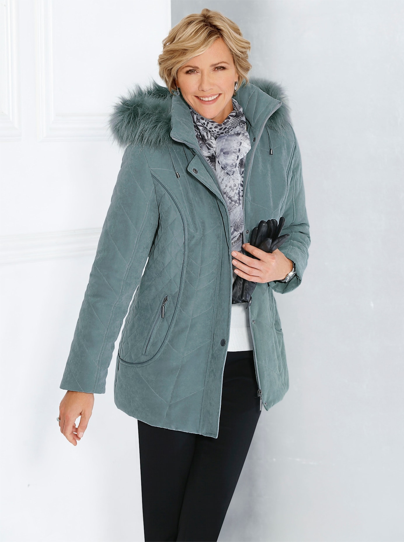 Classic Steppjacke, mit Kapuze