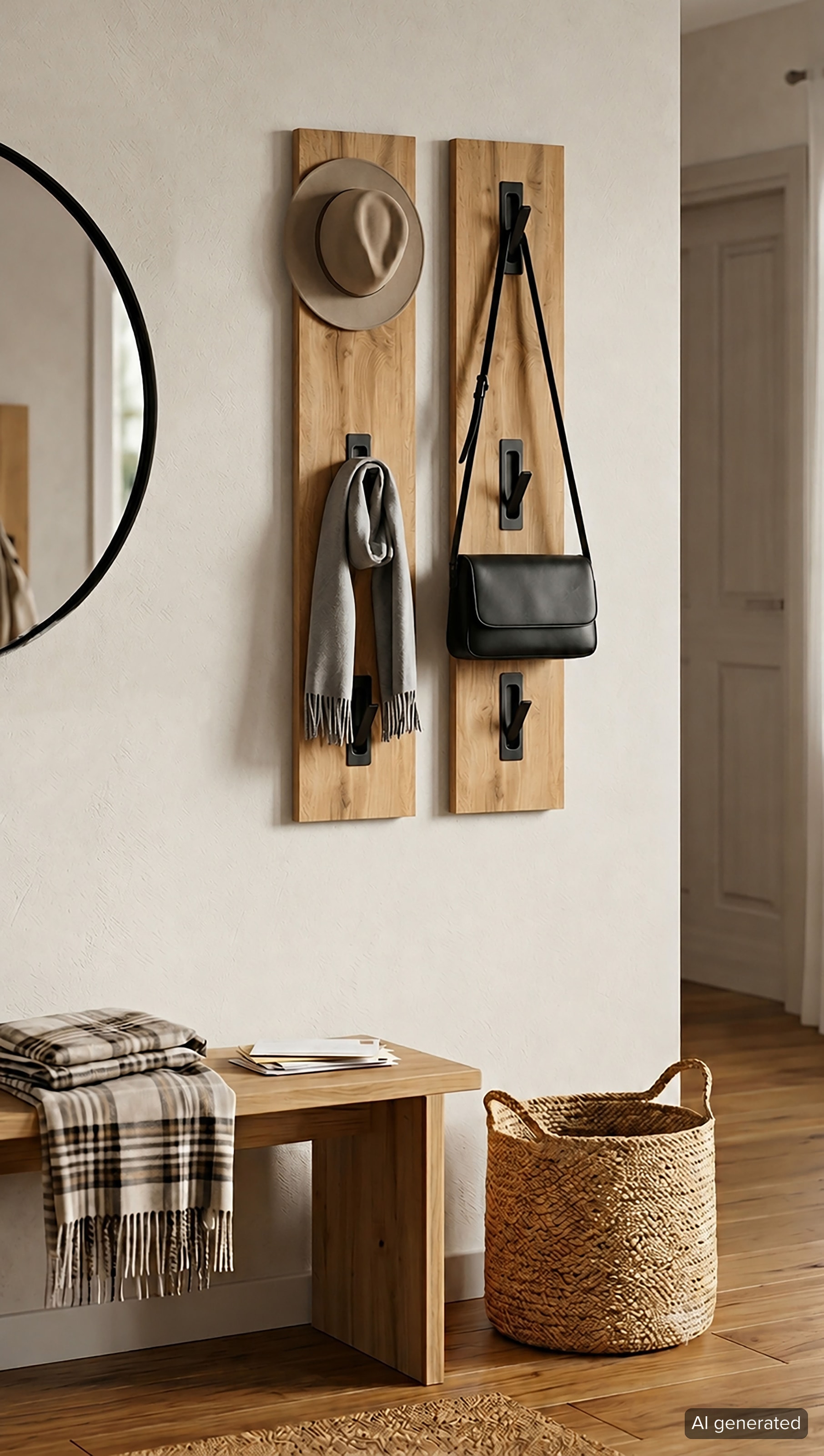 Schildmeyer Garderobenpaneel »Saga, mit 3 ausklappbaren Kleiderhaken, Made in Germany« 1 Stk. tlg. Fühlbare Holzstruktur, Made in Germany