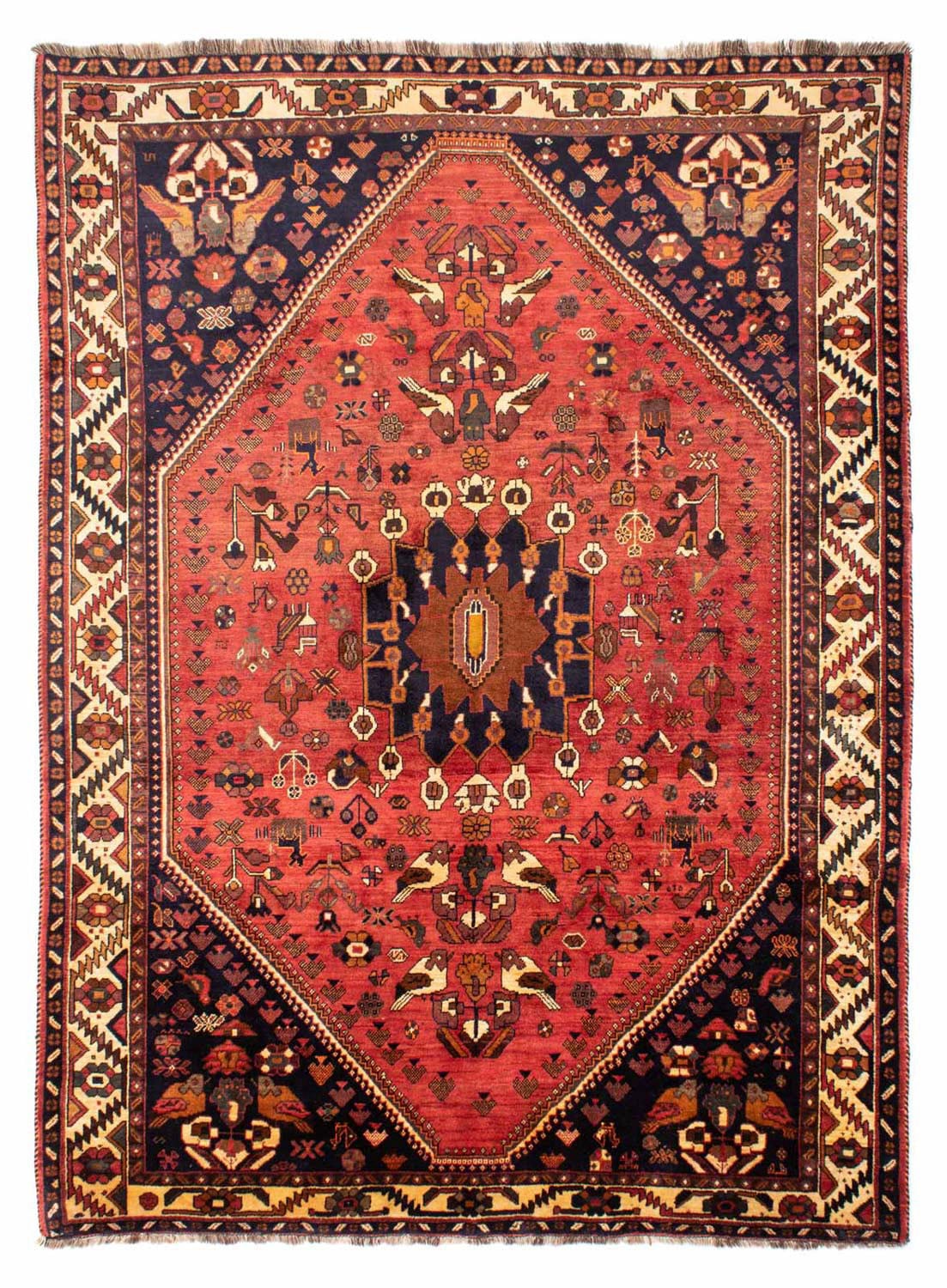 morgenland Wollteppich »Shiraz Medaillon Rosso chiaro 305 x 220 cm«, rechteckig, Unikat mit Zertifikat