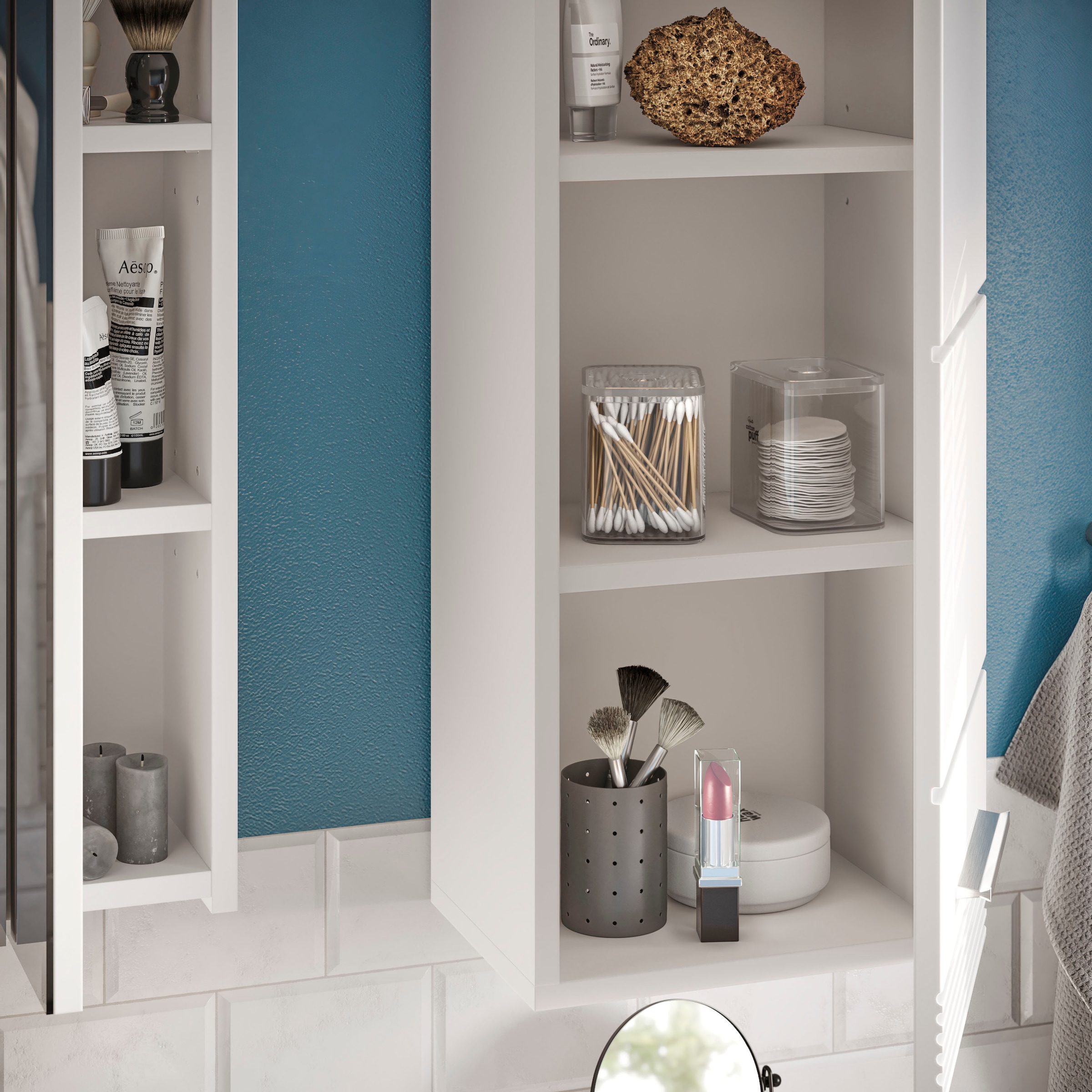 INOSIGN Badmöbel-Set »Malmö, 2 teilig, inklusive LED Beleuchtung, bestehend aus:«, (Set, 2 St.), Waschbeckenunterschrank, Spiegelschrank, LED Badaufsatzleuchte