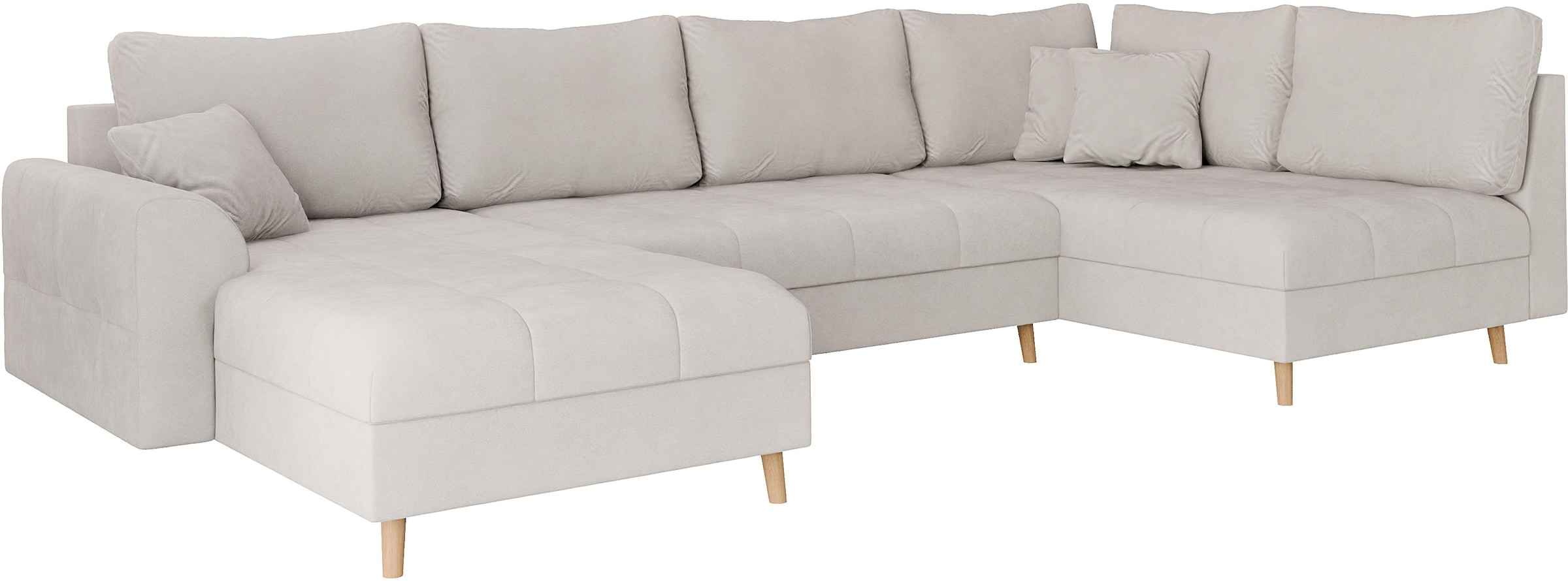 Home affaire Wohnlandschaft »CHARRE U-Form mit Ottomane, Maße B/T/H: 310/161/81 cm«, feine Steppung, lose Rücken- und Zierkissen, auch in Cord und Bouclé
