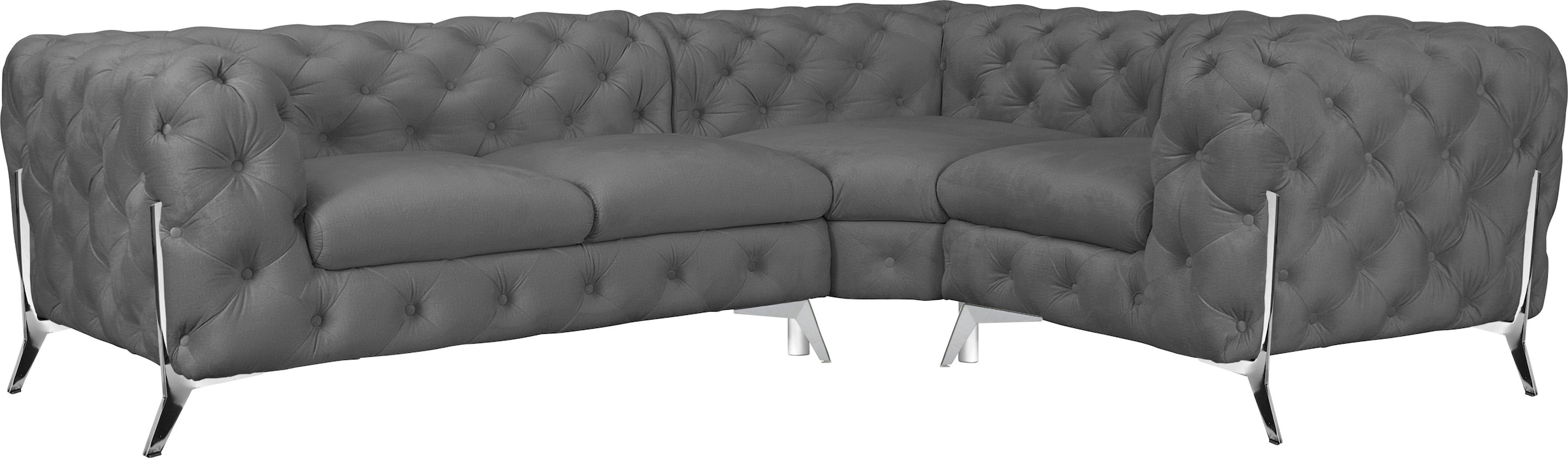 Leonique Chesterfield-Sofa "Amaury L-Form", moderne Chersterfield-Optik, Breite 262 cm, Fußfarbe wählbar