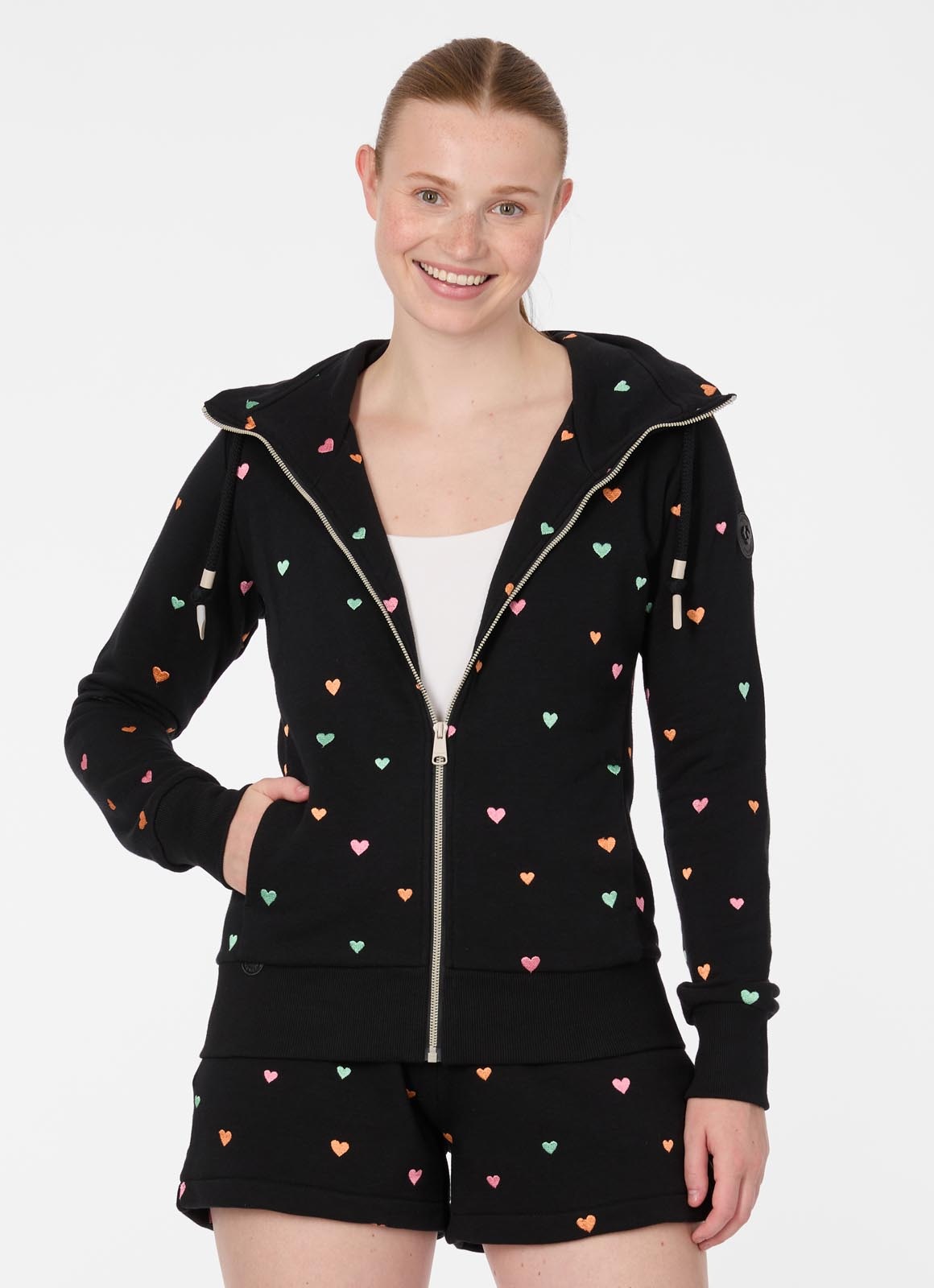 Ragwear Sweatjacke "RONETTE HEARTS" Baumwollmischung, innen unbrushed, leic günstig online kaufen