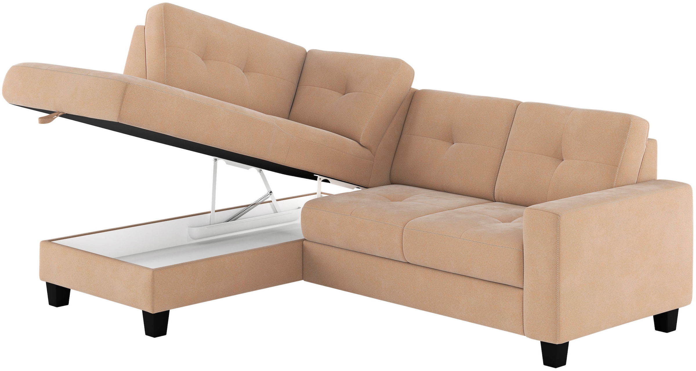 Places of Style Ecksofa »Varese«, wahlweise mit Bettfunktion und Bettkasten