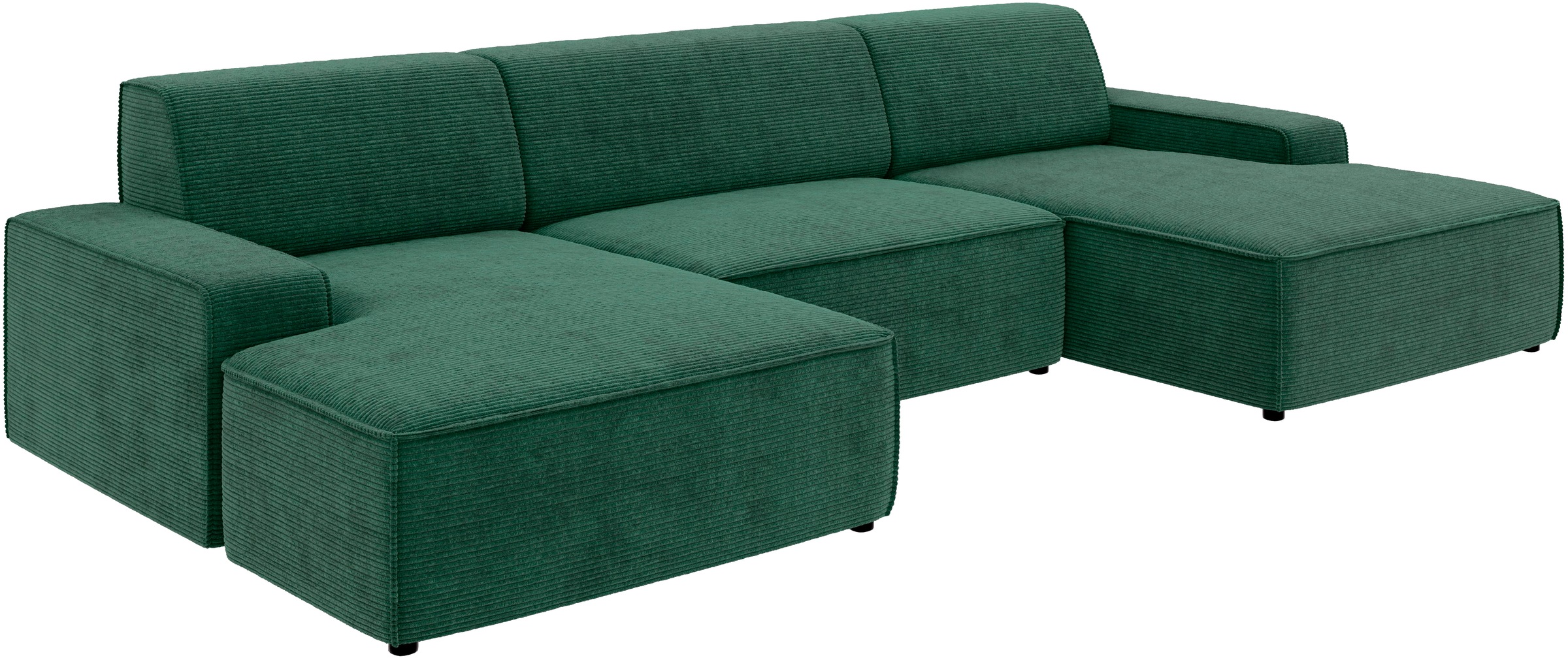 TRENDMANUFAKTUR Wohnlandschaft »Graz, wahlweise mit Sitzvorschub und Bettkasten, U-Form, Breite 329 cm«, in Cord-, haustierfreundlichem LEO Struktur- oder LUMOS-3D-Bezug