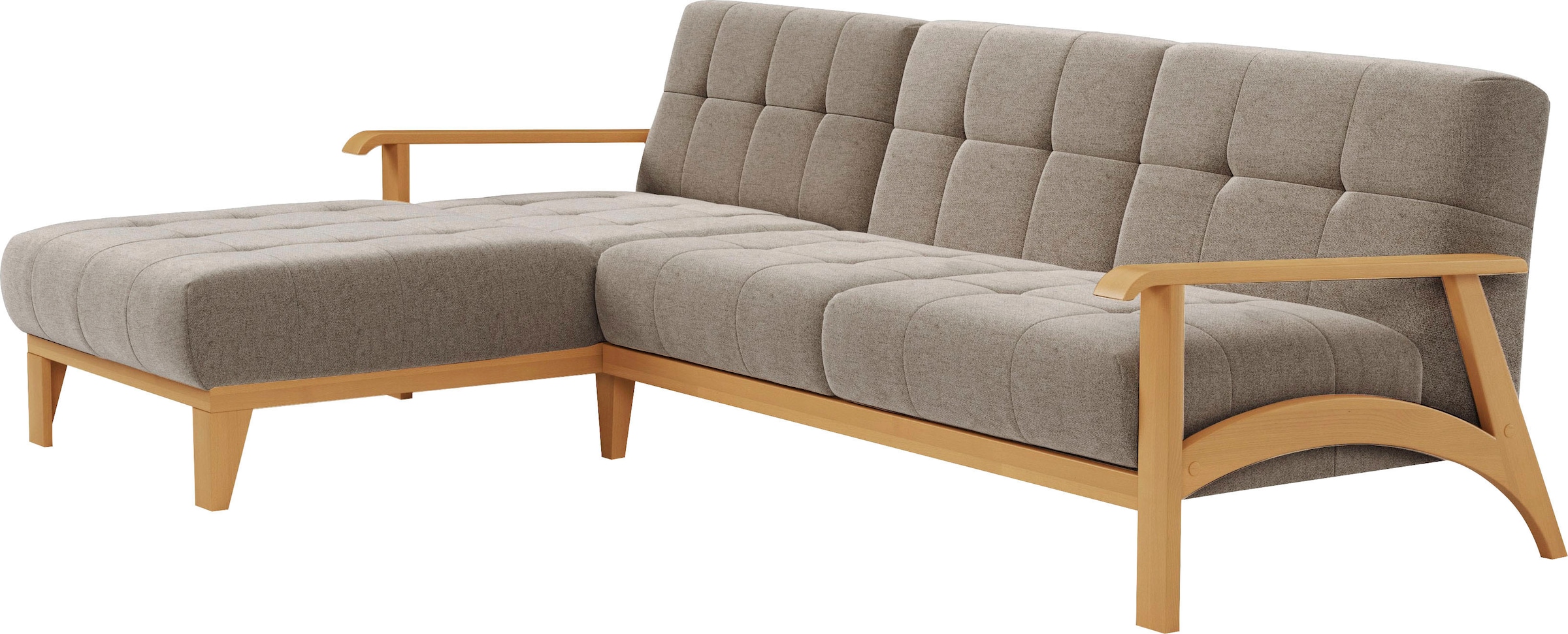 sit&more Ecksofa »Billund L-Form«, Armlehnen aus eichefarbigem Buchenholz, verschiedene Bezüge und Farben