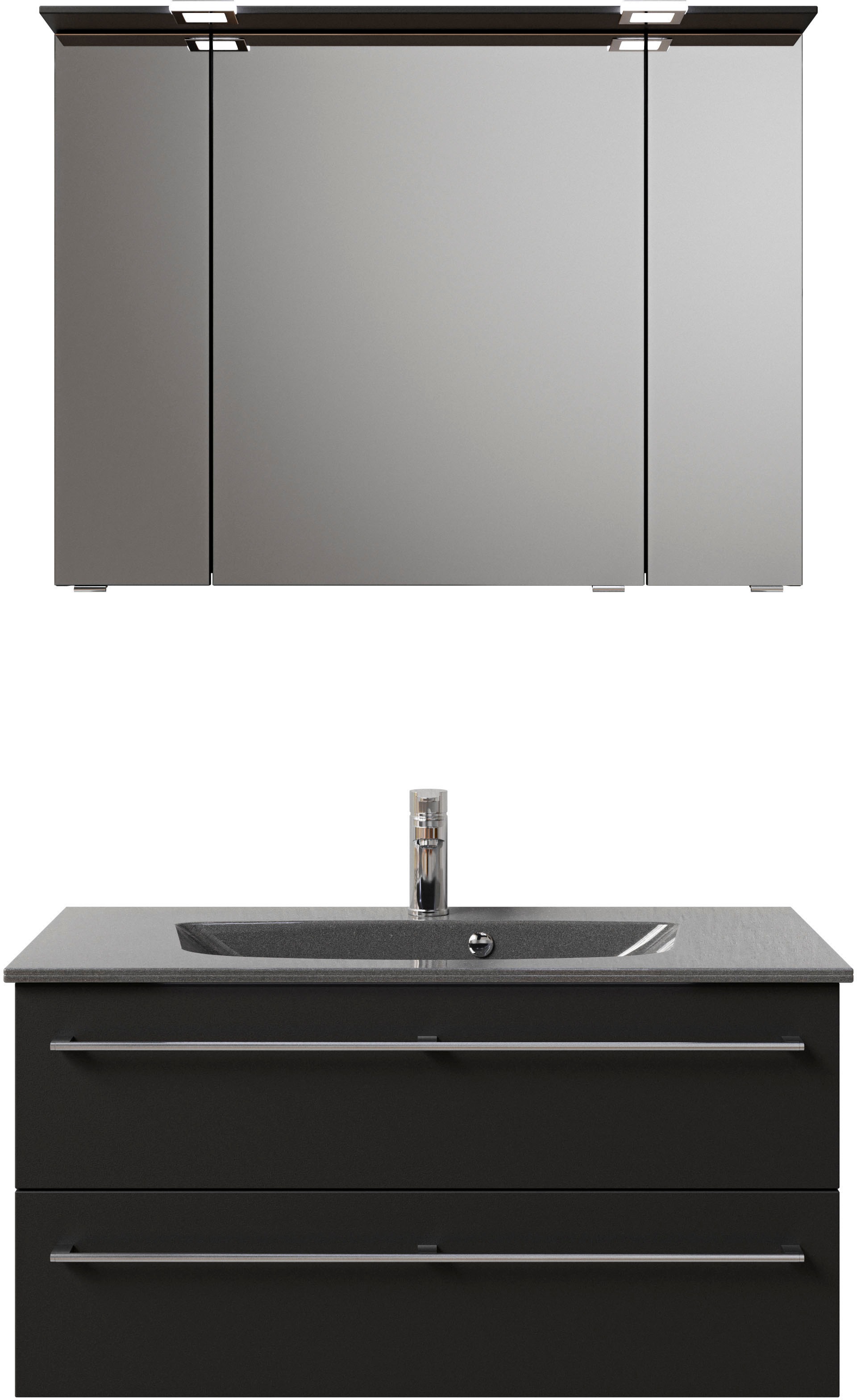 Saphir Badmöbel-Set "Serie 6025 2-teilig Mineralmarmor-Waschtisch mit LED-S günstig online kaufen