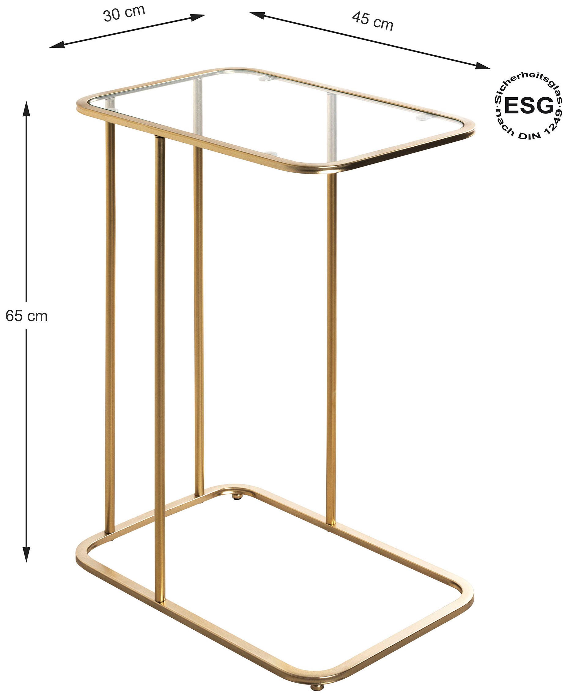 HAKU Beistelltisch »Sofatisch, Wohnzimmertisch« 1 Stk. tlg. rechteckig - aus Metall Gold B/T/H 45/30/65 cm