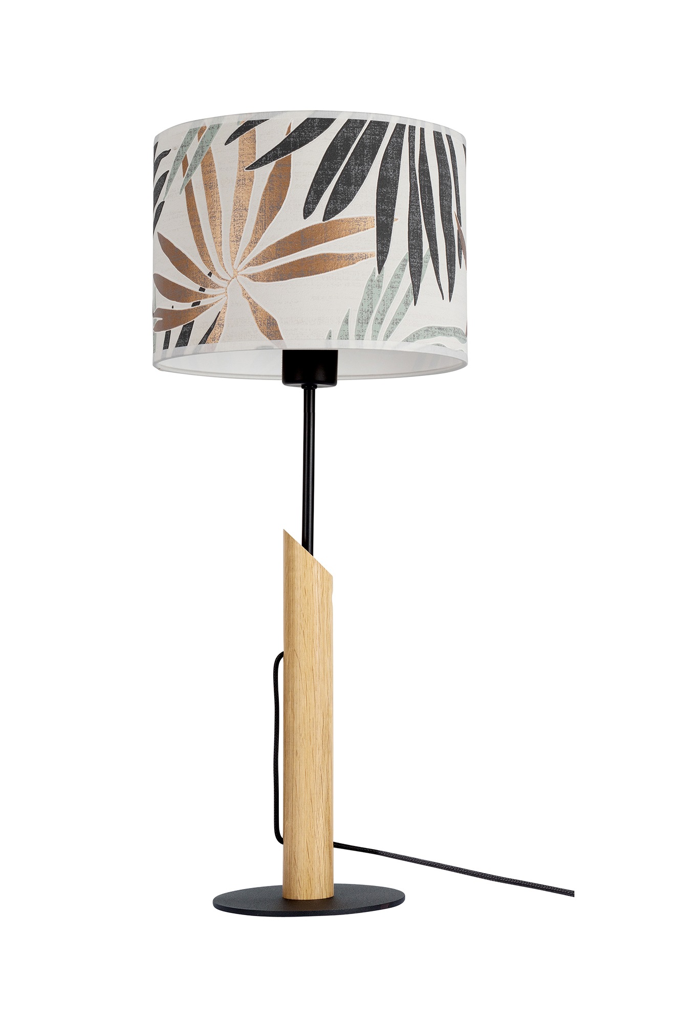 BRITOP LIGHTING Tischleuchte HOJA, E27, Aus Eichenholz mit FSC-Zertifikat, Schirm aus laminierter Tapete, passende LM E27 / exklusive, Made in Europe