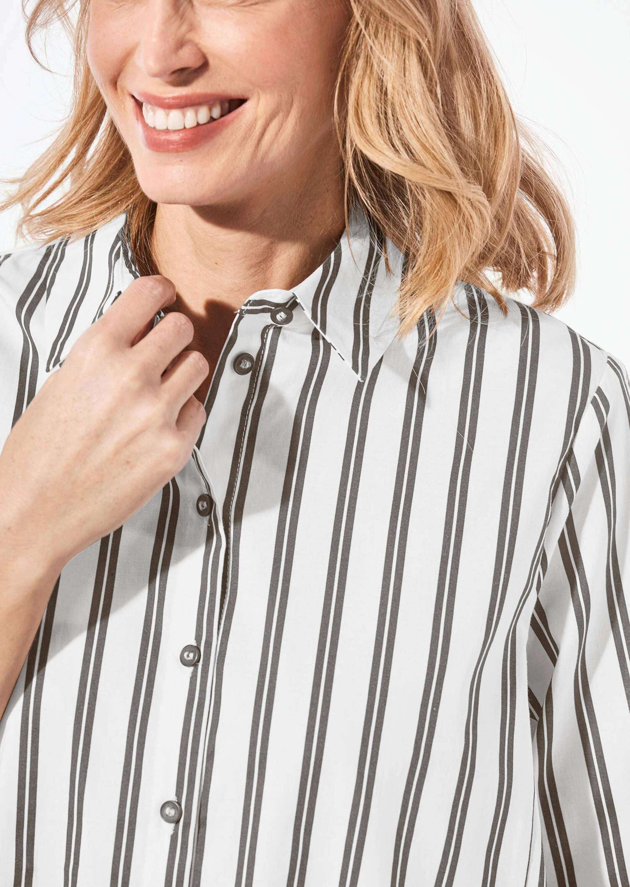 GOLDNER Kurzarmbluse »Bluse Schlichte Baumwoll-Bluse mit 3/4-Arm«