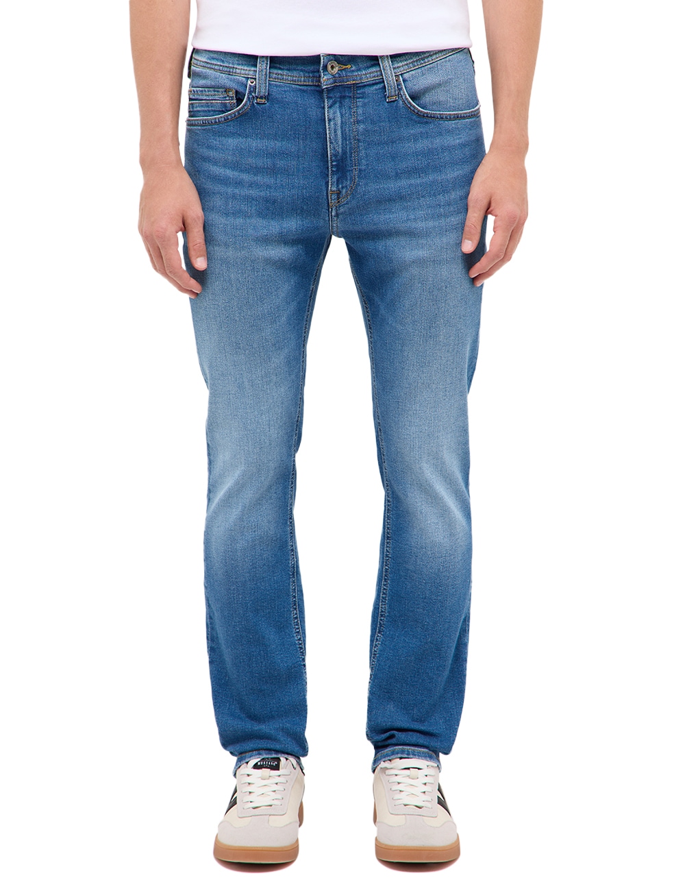 MUSTANG Herren Slim-fit-Jeans "Herren Style Vegas Slim", blau, Gr. 32, unifarben, Denim/Jeans, 92% Baumwolle, 6% Polyester, 2% Elasthan, Jeans