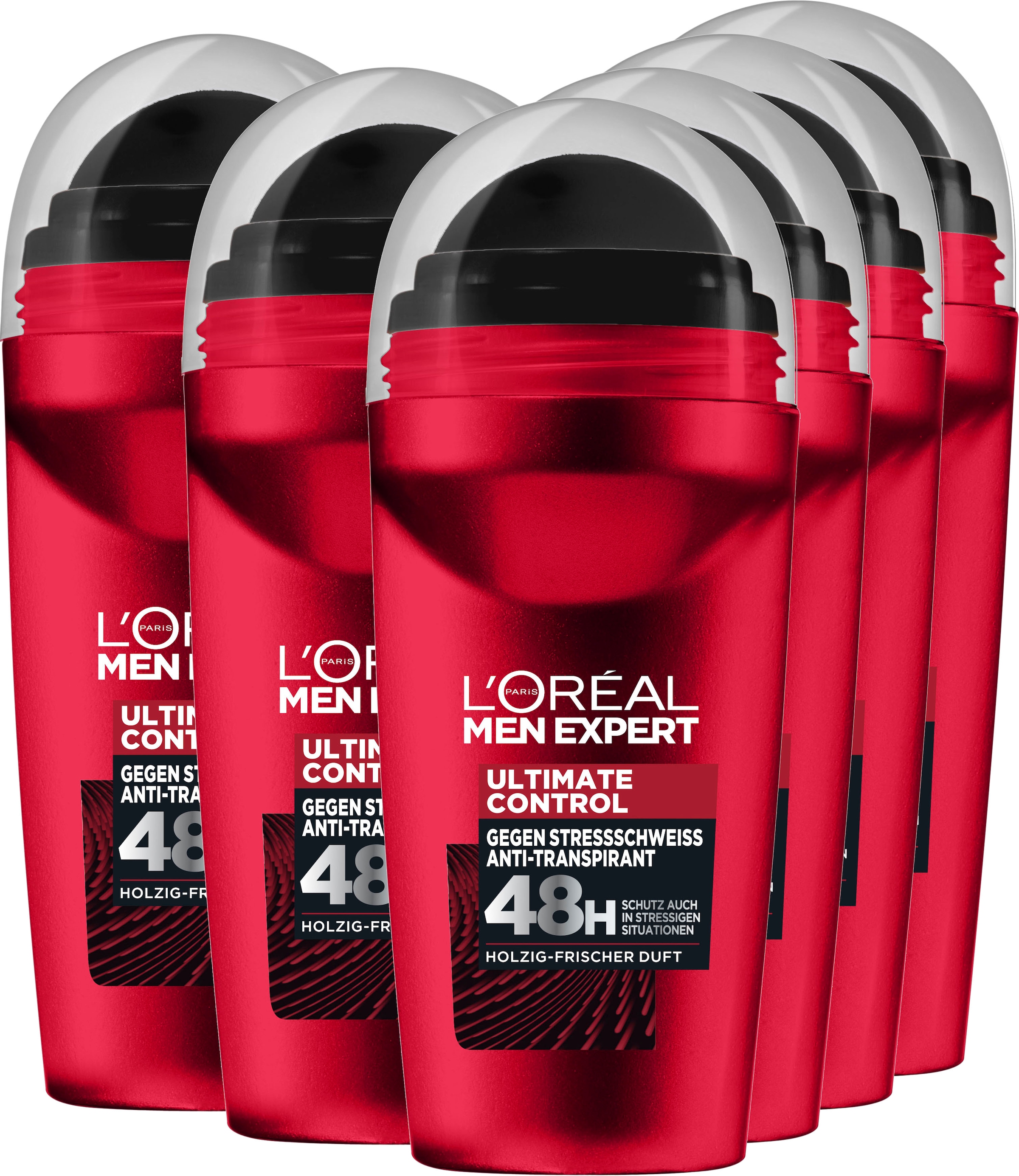 L'ORÉAL PARIS MEN EXPERT Deo-Roller »Deo Roll-on Ultimate Control«, (Packung, 6 tlg.)