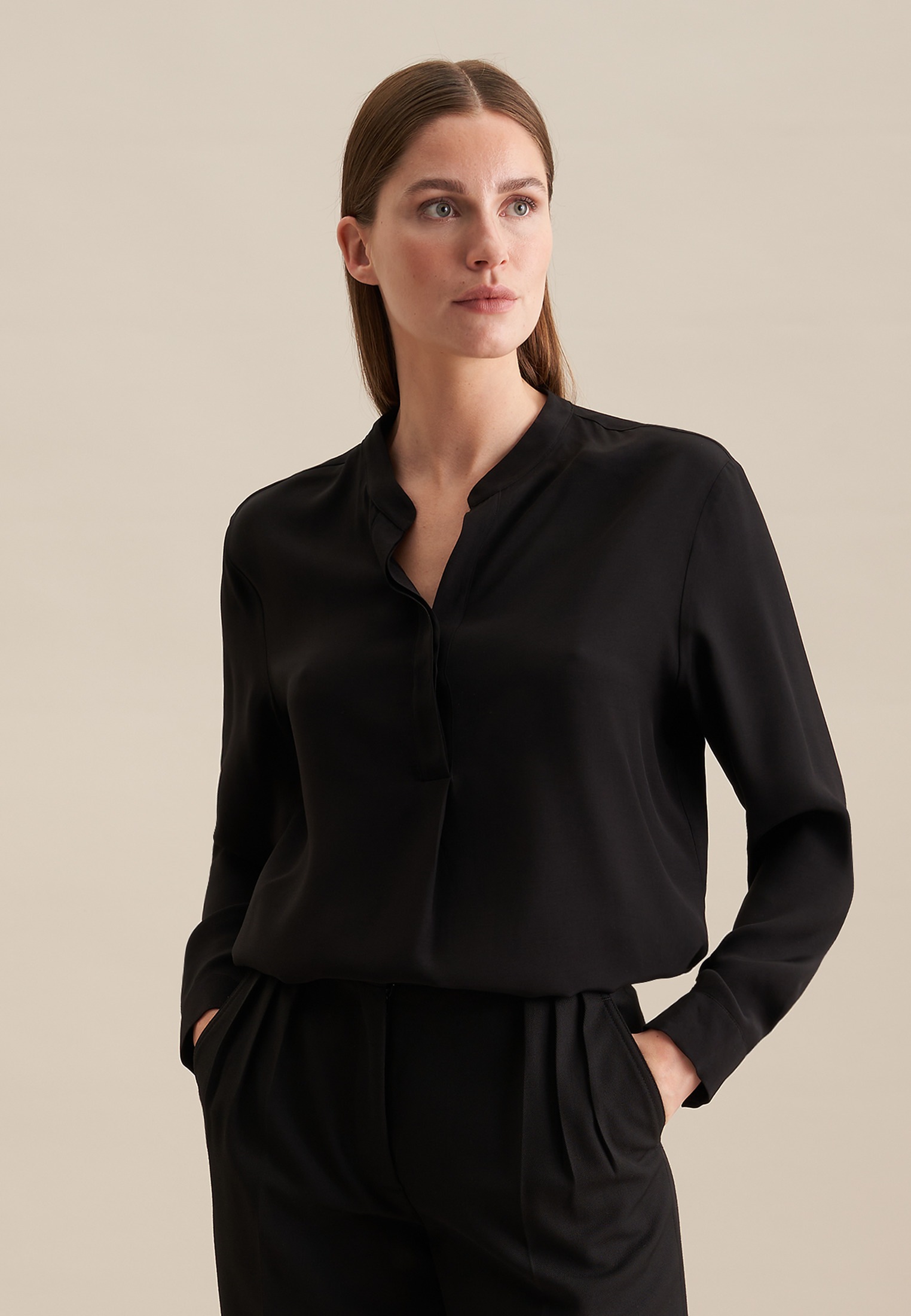 seidensticker Klassische Bluse "Schwarze Rose" 1/1 Stehkragen Uni günstig online kaufen