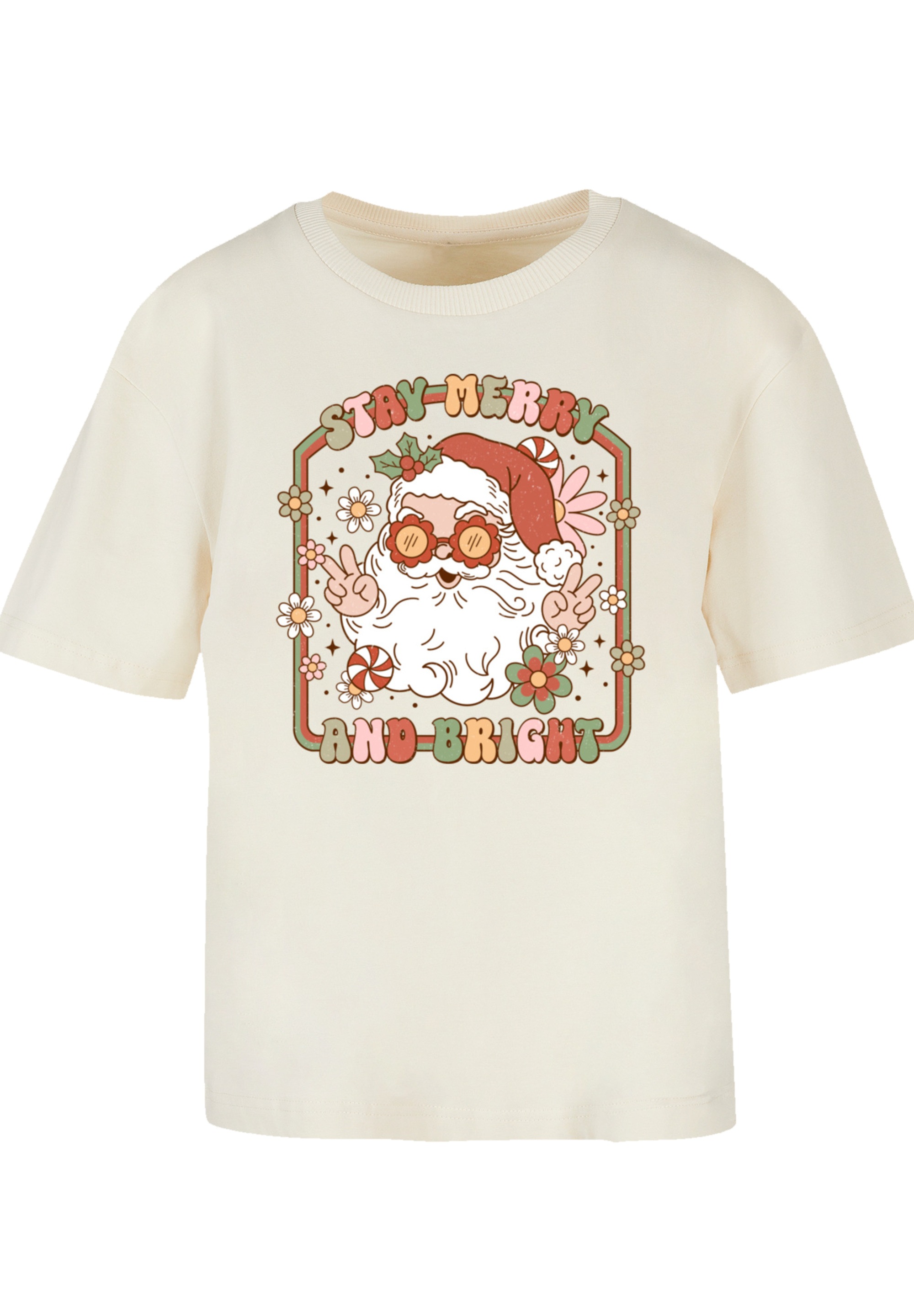 F4NT4STIC T-Shirt »Stay Merry And Bright Hippie Santa« Premium Qualität, Weihnachts-Kollection