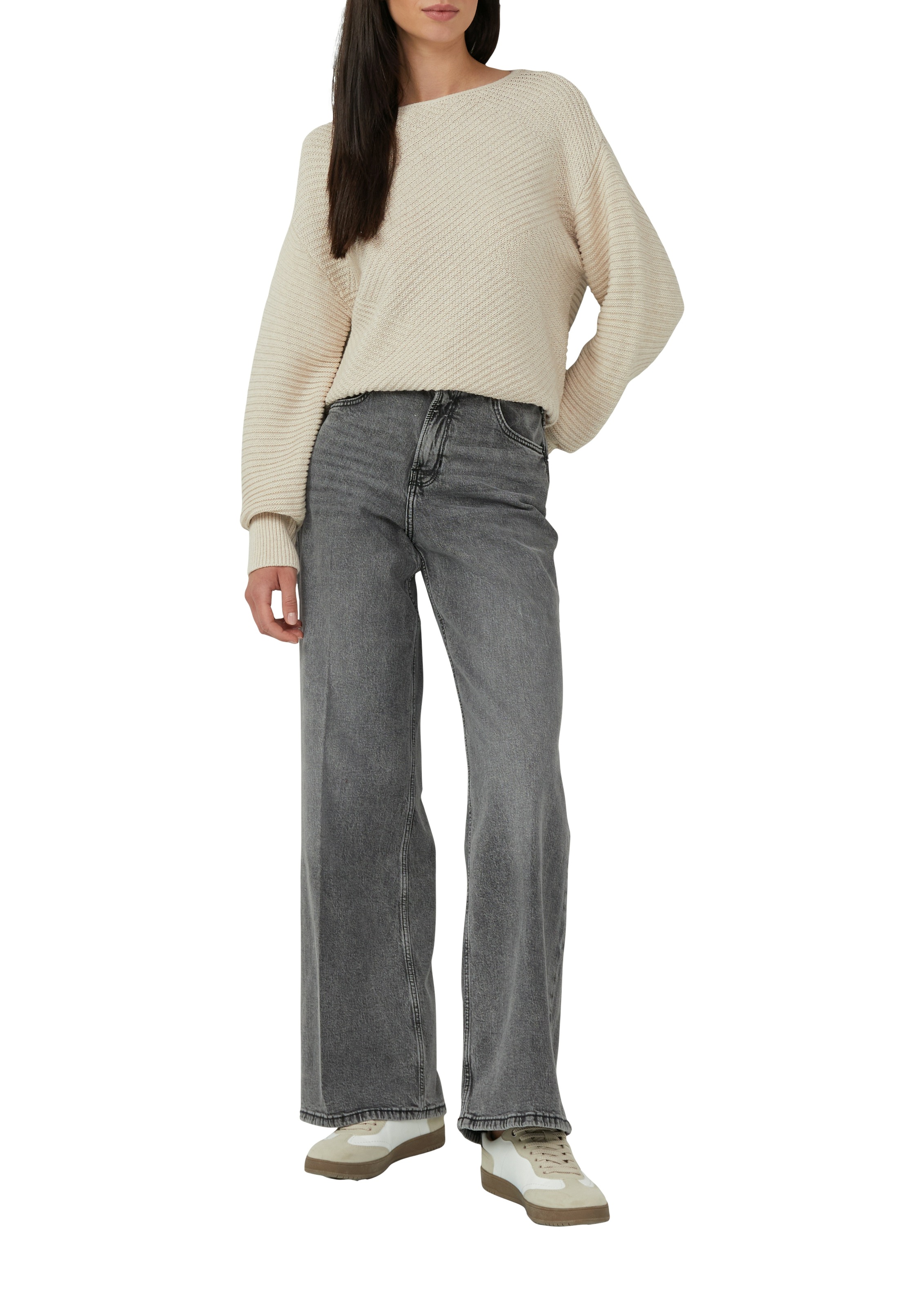 s.Oliver Strickpullover mit Strick-Muster und Rundhals günstig online kaufen