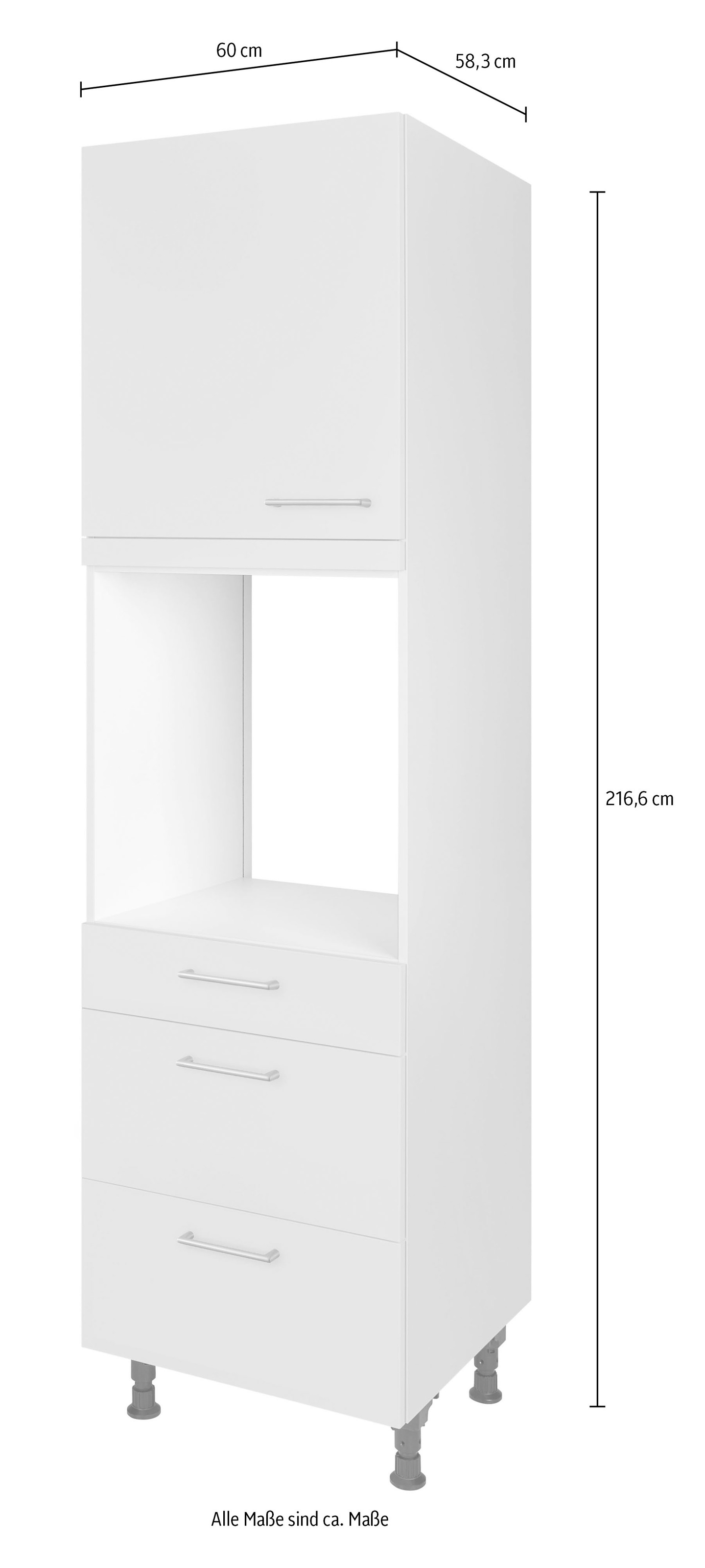 nobilia® Backofenumbauschrank »"MIAMI", Ausrichtung wählbar, mit Schublade und zwei Auszügen und« einer Tür, vormontiert, Breite/Höhe: 60/216,6 cm