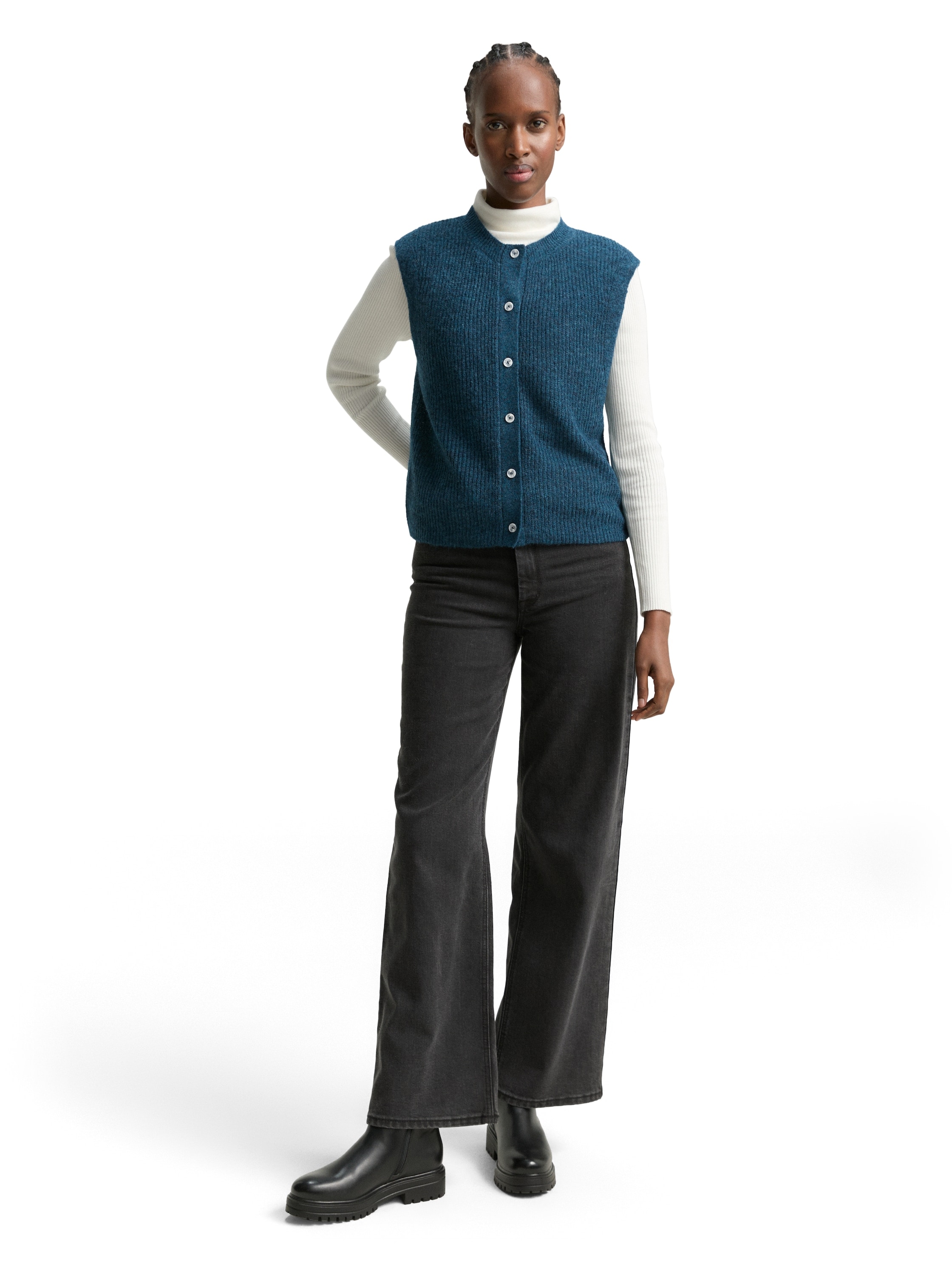 TOM TAILOR Denim Strickjacke, mit Knopfleiste