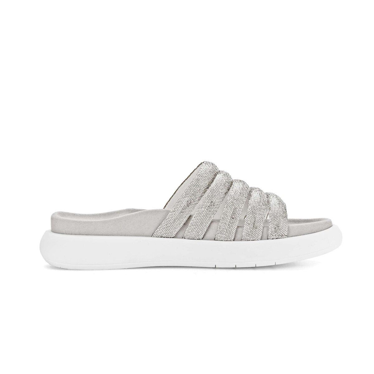 Pantolette GABOR, Damen, Gr. 44, silber (silberfarben), Textil, Schuhe Pantolette, Plateau, Sommerschuh, Schlappen in funkelnder Optik 2
