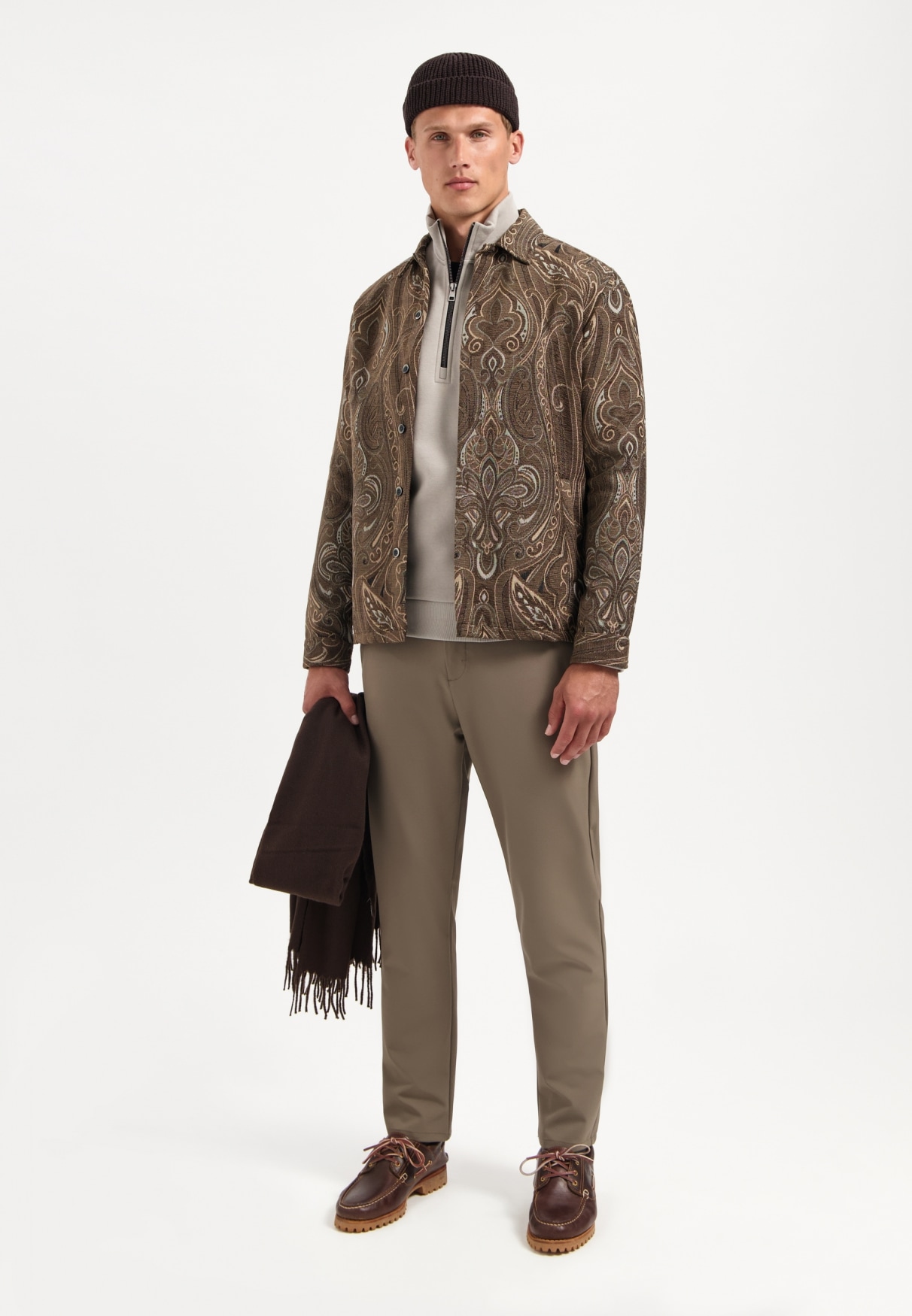 NO EXCESS Langarmhemd »No Excess Jacquard-Overshirt mit Muster«