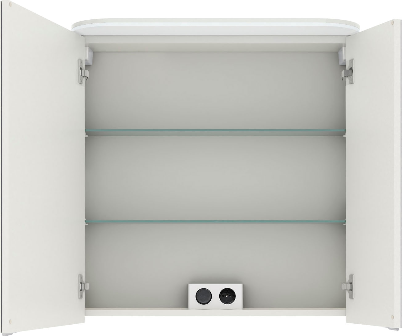 Saphir Spiegelschrank »Balto Sprint Badschrank mit LED-Lichtkranz, 70 cm breit, 2 Türen«, Schalter-/ Steckdosenkombination, inkl. Türdämpfer, 567LM, 12V LED