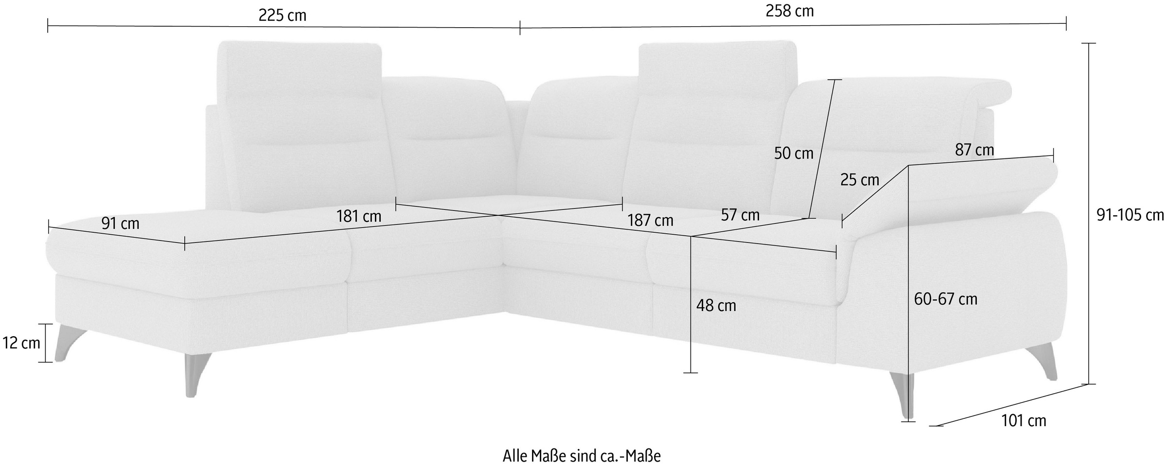 sit&more Ecksofa »Astoria L-Form«, wahlweise mit motorischer Relaxfunktion