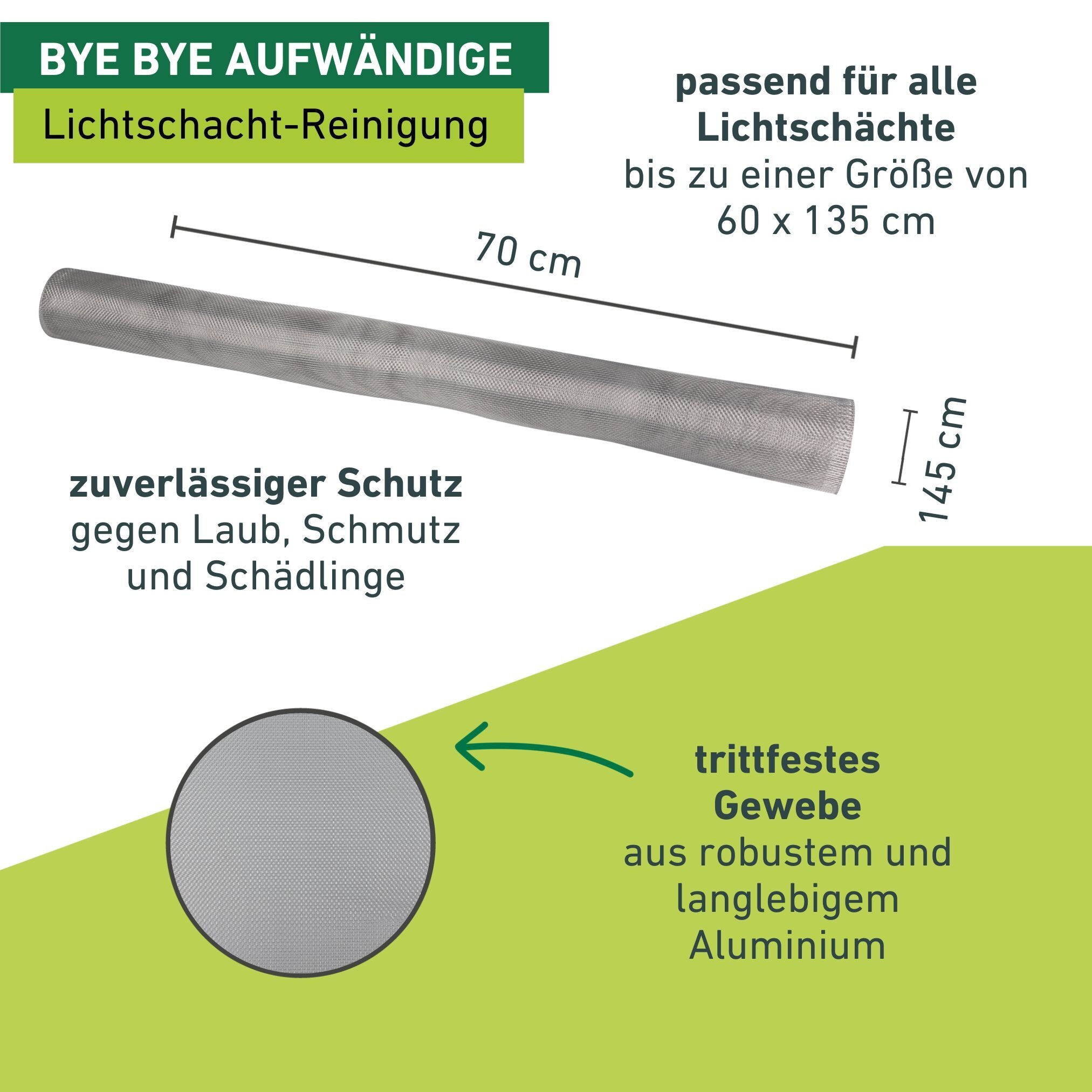Windhager Lichtschachtabdeckung »zuverlässiger Schutz vor Laub, Ungeziefer, Kellerschacht Schutzgitter« 1 Stk. tlg. individuell kürzbar, erhältlich in Alu-, Edelstahl-, Fiberglasgewebe