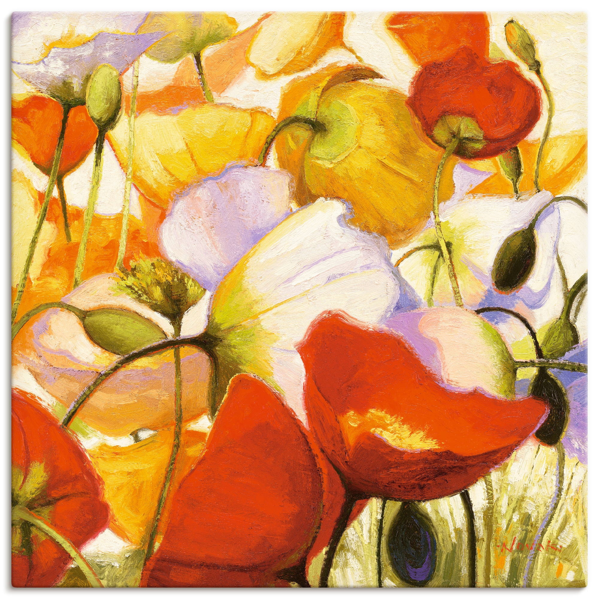 Artland Leinwandbild "Mohnblumen aus der Nähe" Blumen 1 Stk. tlg. auf Holzrahmen gespannt