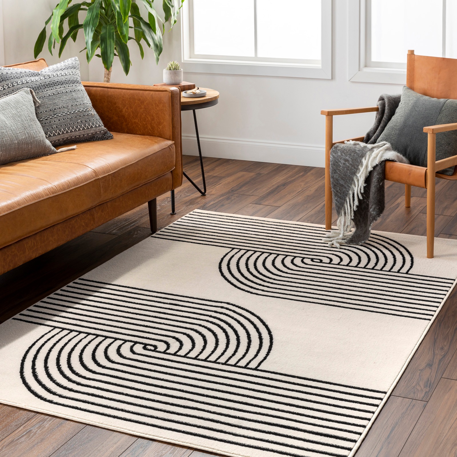 Teppich LIVABLISS "DEHLI", weiß, B:140cm H:11mm L:200cm, Kunstfaser, Teppiche, Teppich, Skandinavischer Teppich, Moderner Kurzflor Boho-Wohnzimmerteppich