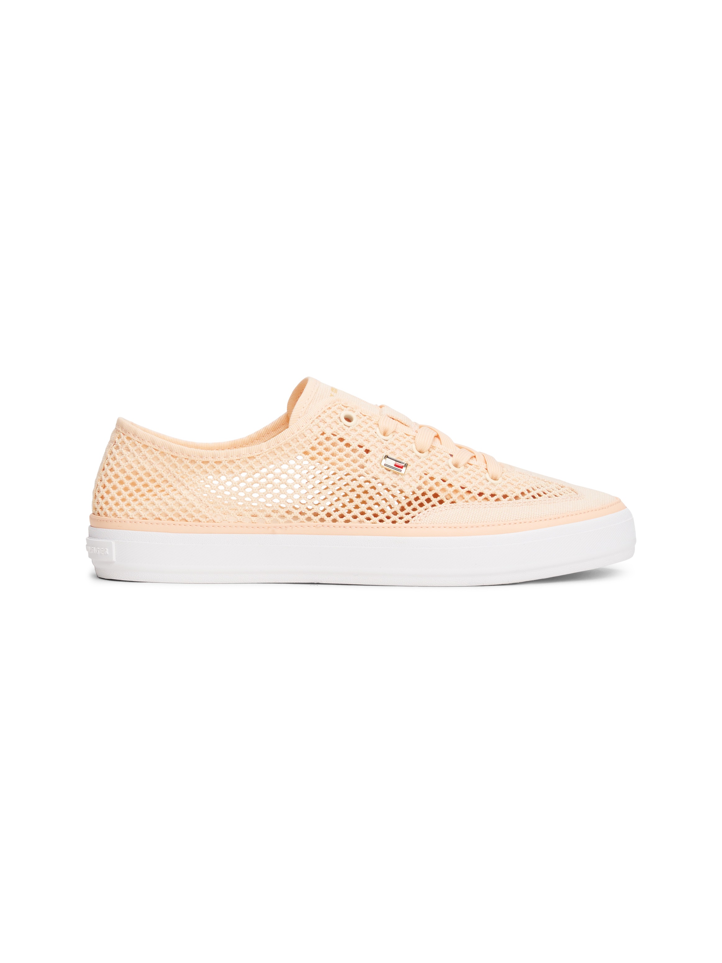 Tommy Hilfiger Plateausneaker »TH OPEN MESH VULC SNEAKER«, Freizeitschuh, Halbschuh, Schnürschuh mit Logoflagge
