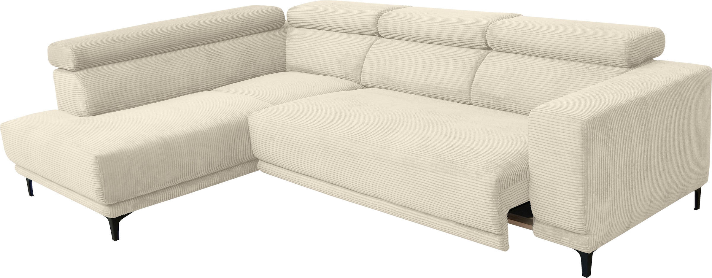 alina Ecksofa »Hikari«, wahlweise mit Sitzvorzug, in modernem Cordstoff, Breite 276 cm