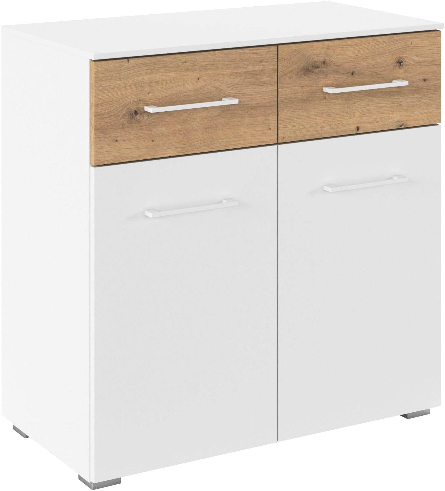 rauch 1100000002199 "Sideboard Kommode Schubladenkommode Türenkommode BOSTON-EXTRA" B/H/T: 80/81/42 cm, mit 2 geräumigen Schubladen, Einlegeboden verstellbar MADE IN GERMANY