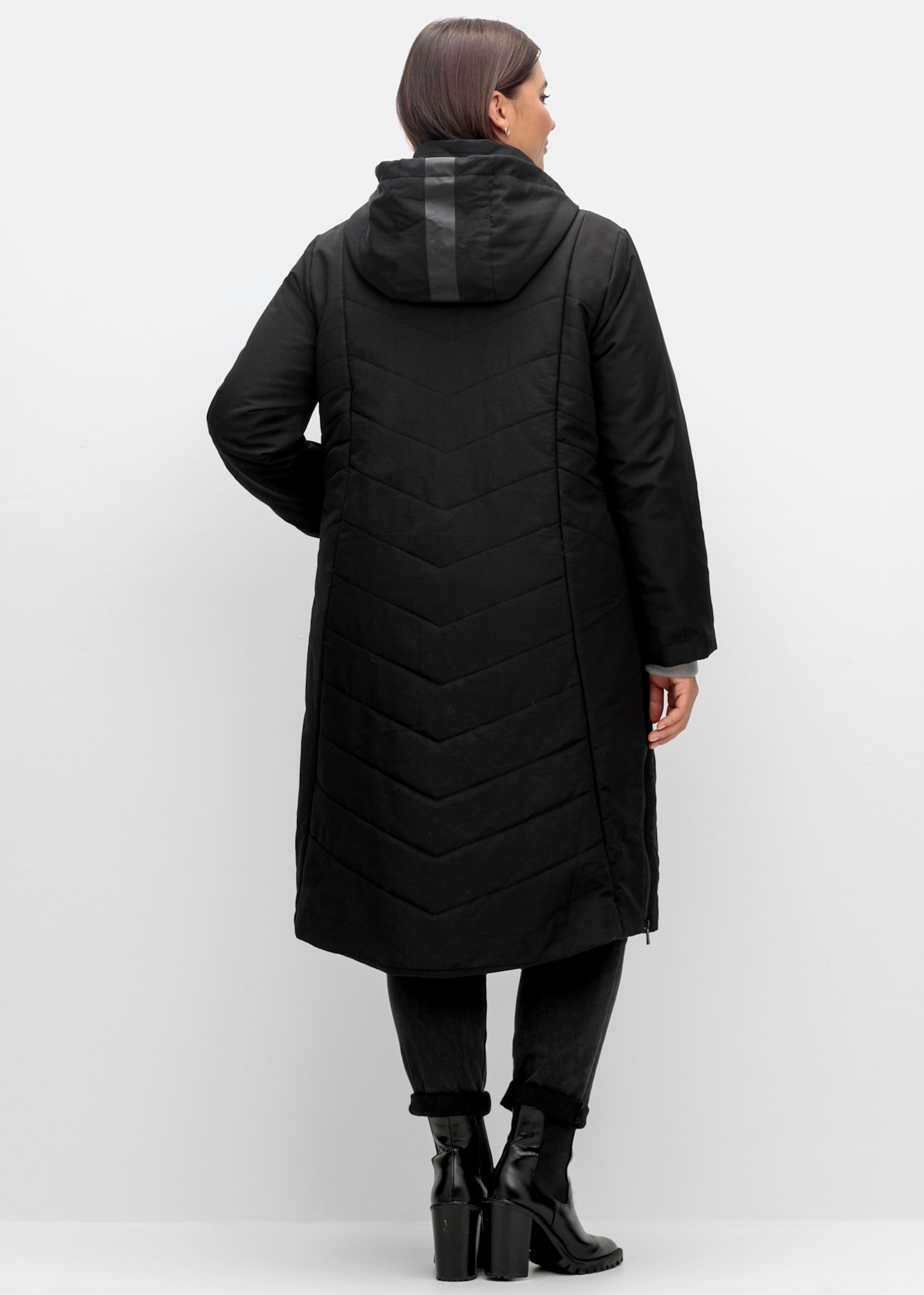 Sheego Quilted Coat Women's Black Size 54 2