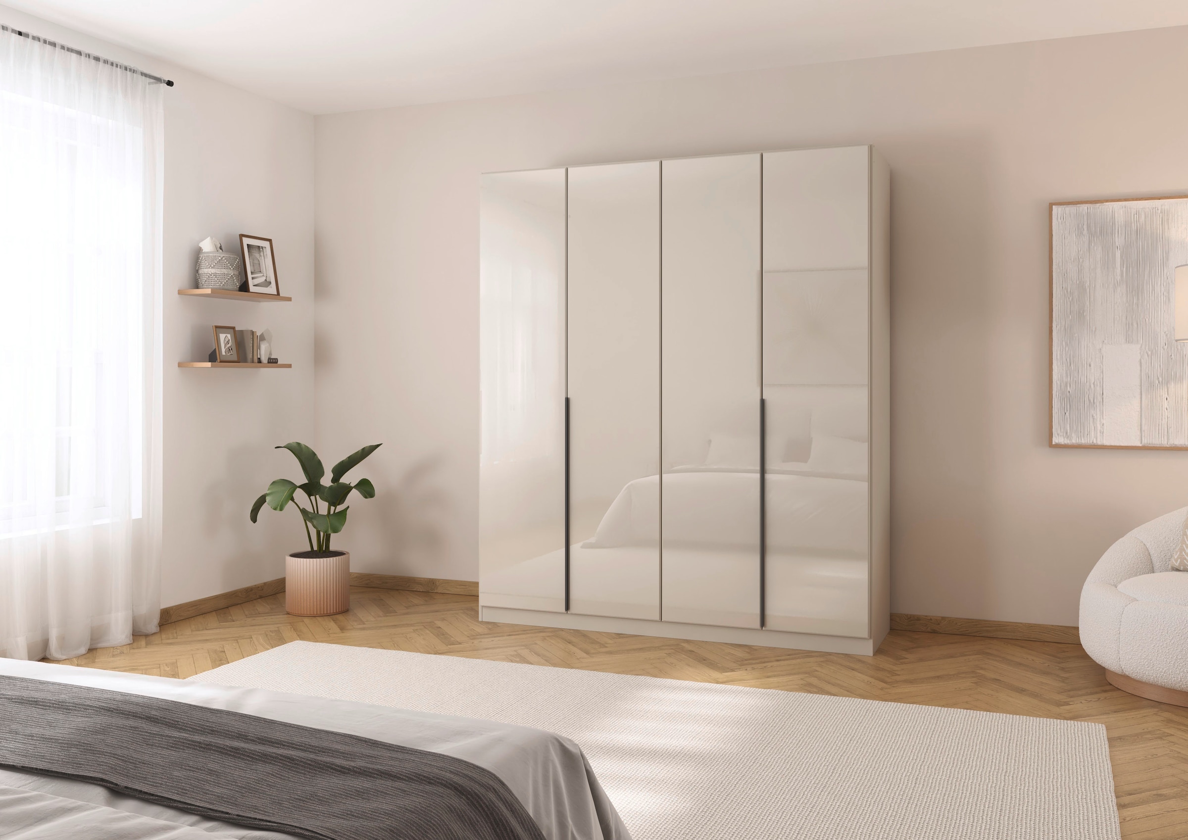 rauch Drehtürenschrank »Kleiderschrank Kleiderschränke Schrank Garderobe AGORDO mit Glasfront«, (in zwei Griff-Farben), durchdachte Innenausstattung, in 6 Breiten und 2 Höhen MADE IN GERMANY