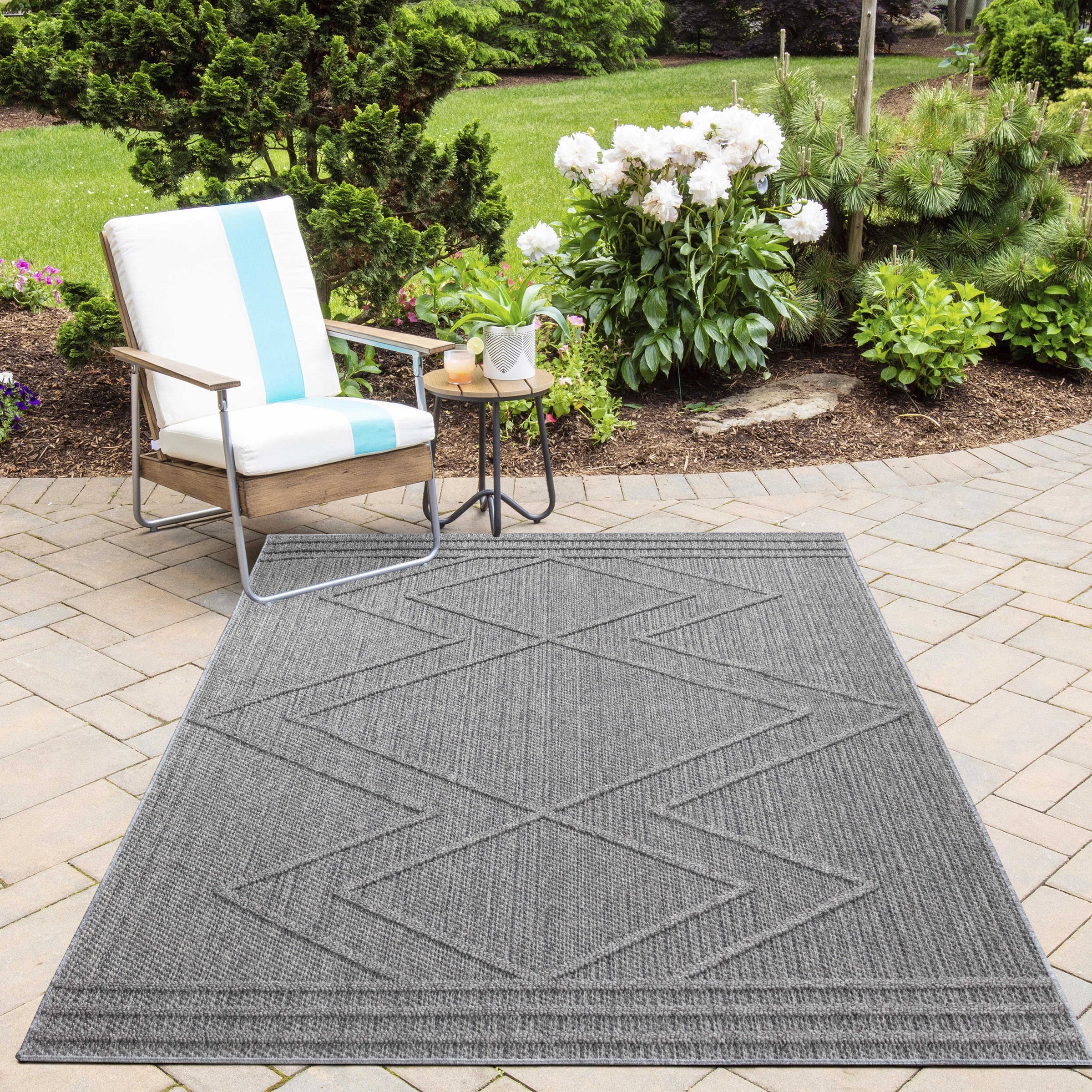 Outdoorteppich AYYILDIZ TEPPICHE "PATARA 4954", grau, B:160cm H:8mm L:230cm, Polypropylen, Teppiche, Outdoorteppich, Läufer / Pflegeleicht / Strapazierfähig / In- und Outdoor geeignet